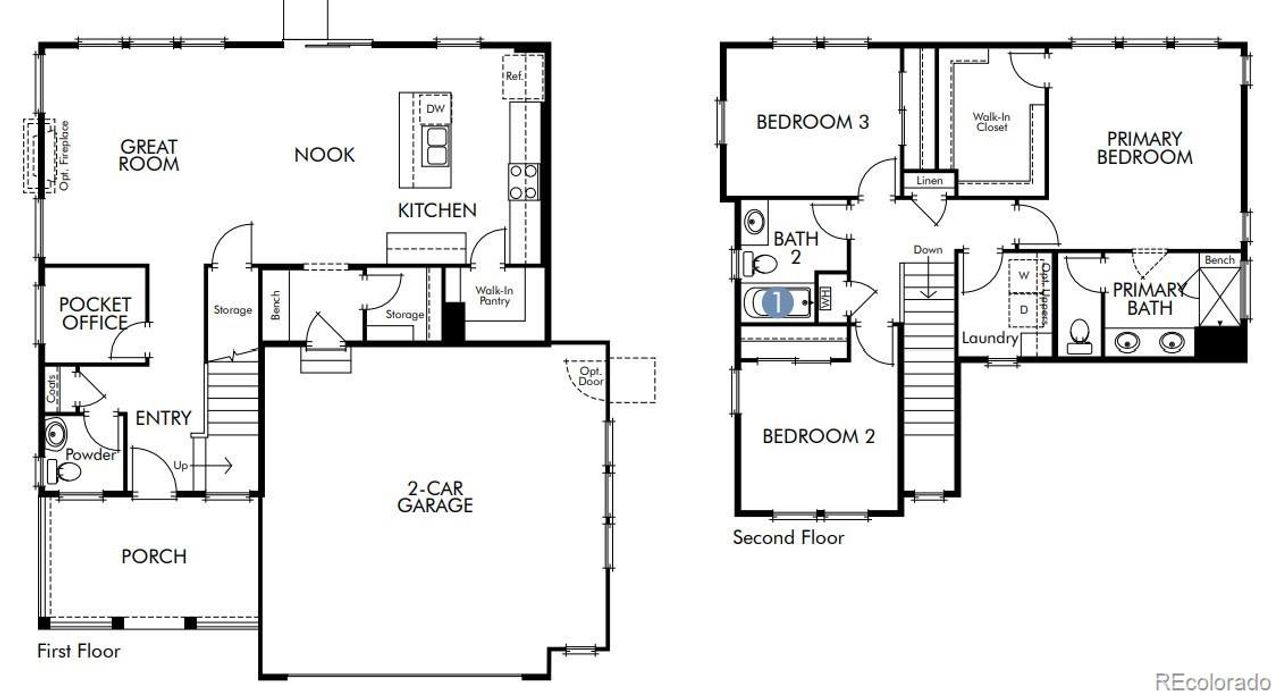 2D floor plan layout of this home in The Cottages Collection at Ridgeline Vista, Brighton, CO (Image 2). 2D floor plan layout of this home in The Cottages Collection at Ridgeline Vista, Brighton, CO (Image 2).