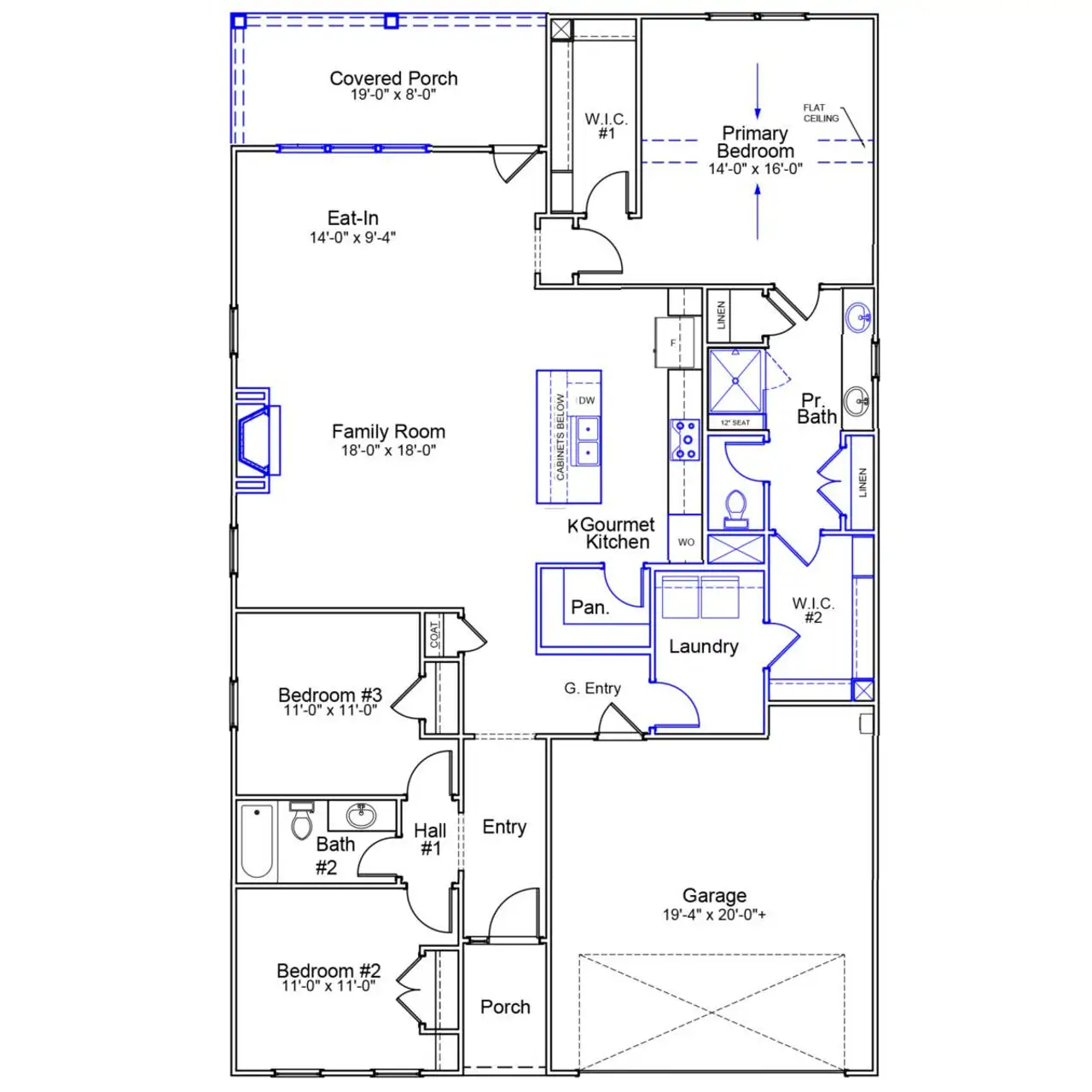 2D floor plan layout of this home in Ovation at Sweetbrier, Durham, NC (Image 2).