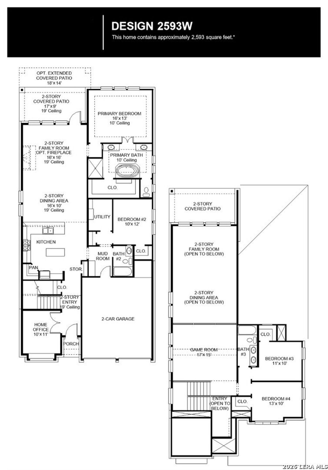 2D floor plan layout of this home in Kallison Ranch, San Antonio, TX (Image 2).