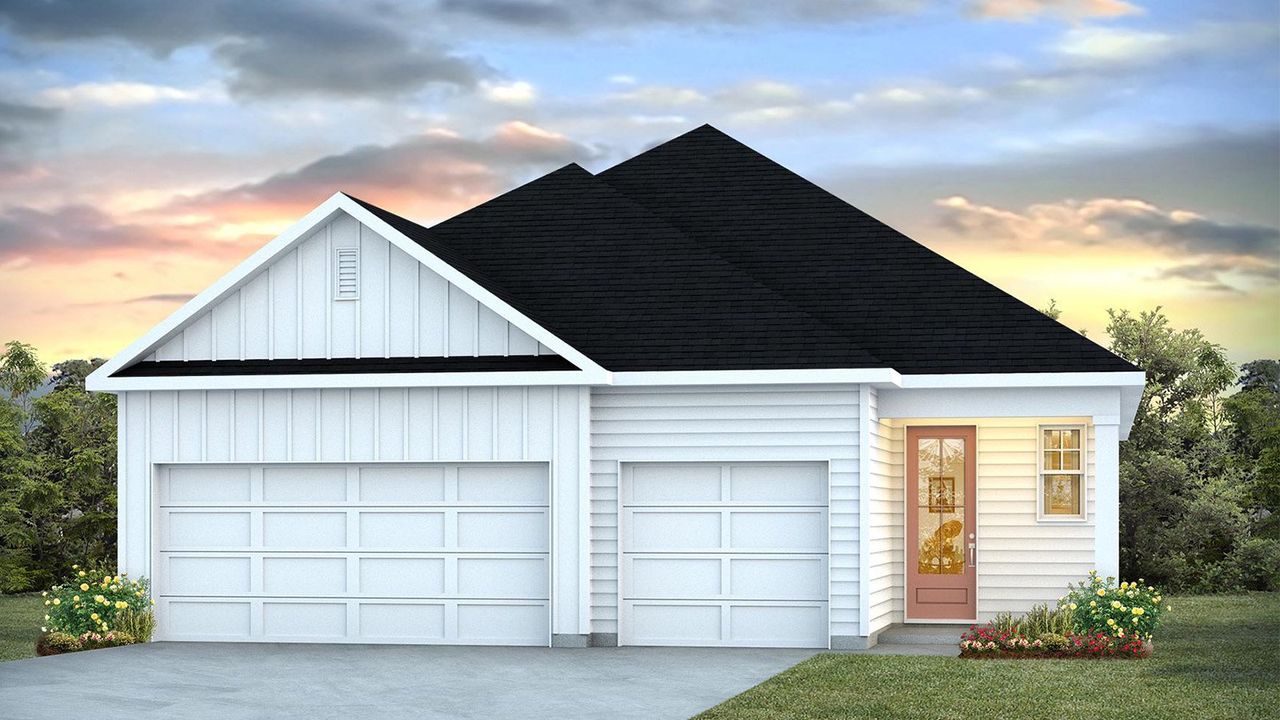 Representative exterior photo of a completed home built from the Lily by D.R. Horton in The Lakes at North Glynn, Brunswick, GA (Image 2).