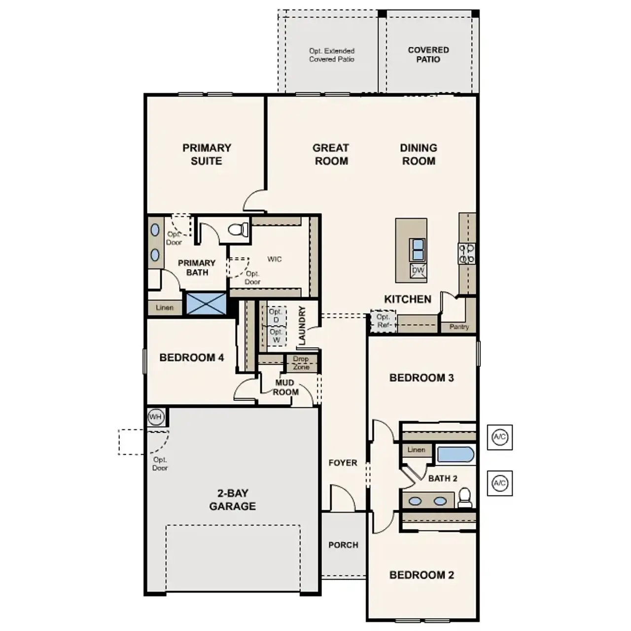 2D floor plan layout for the Cumberland by Century Communities in Silver Cross, Florence, AZ (Image 2).