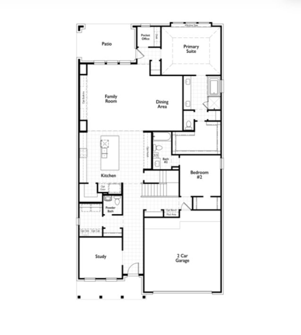 2D floor plan layout for the Croydon by Highland Homes in Goodland, Venus, TX (Image 2).