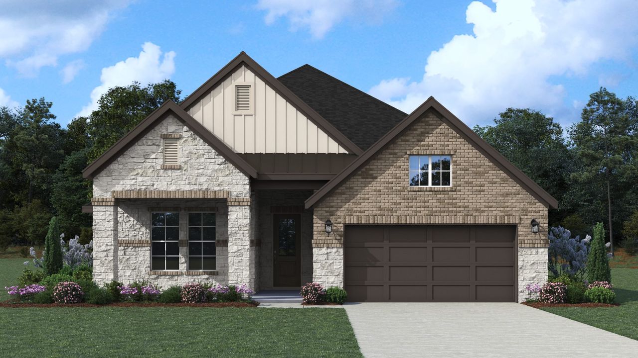 Representative exterior photo of a completed home built from the Spicewood by Sitterle Homes in The Grand Prairie 60’s, Hockley, TX (Image 2).