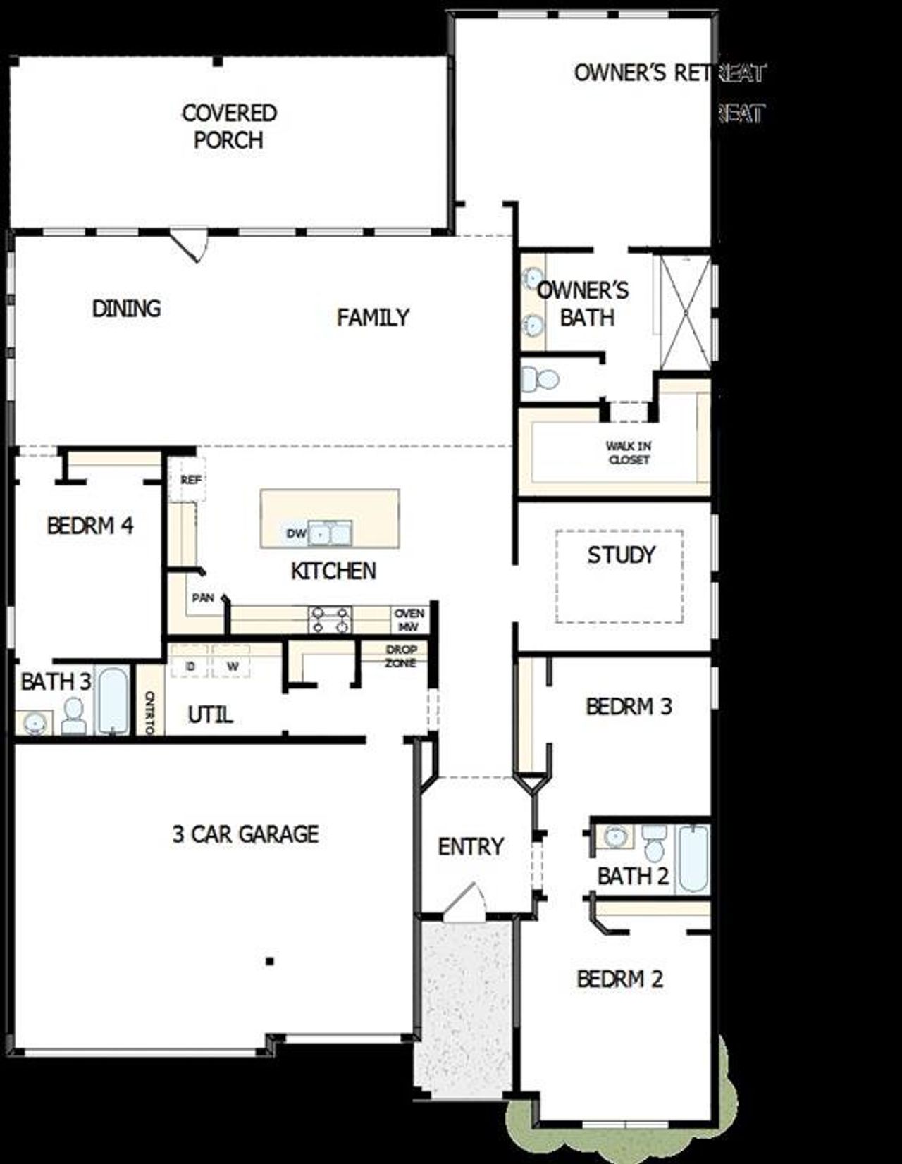 2D floor plan layout of this home in Terraces – Classics, Rockwall, TX (Image 2). 2D floor plan layout of this home in Terraces – Classics, Rockwall, TX (Image 2).