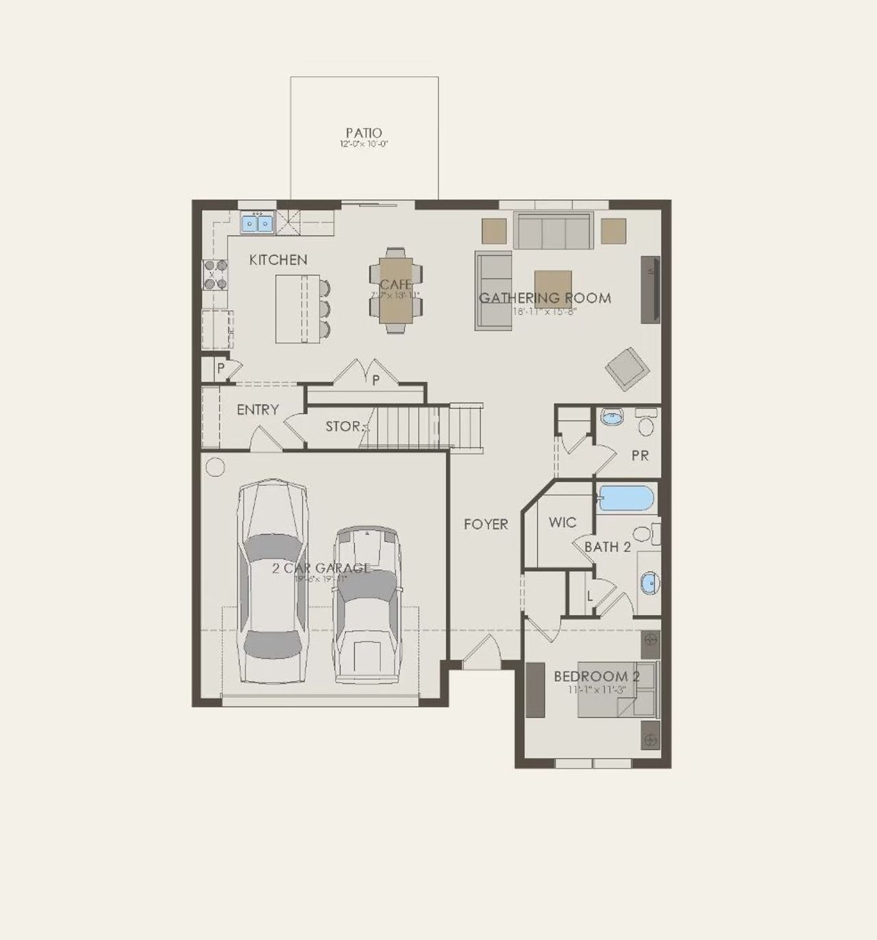 2D floor plan layout of this home in Riverwood, Zephyrhills, FL (Image 2).