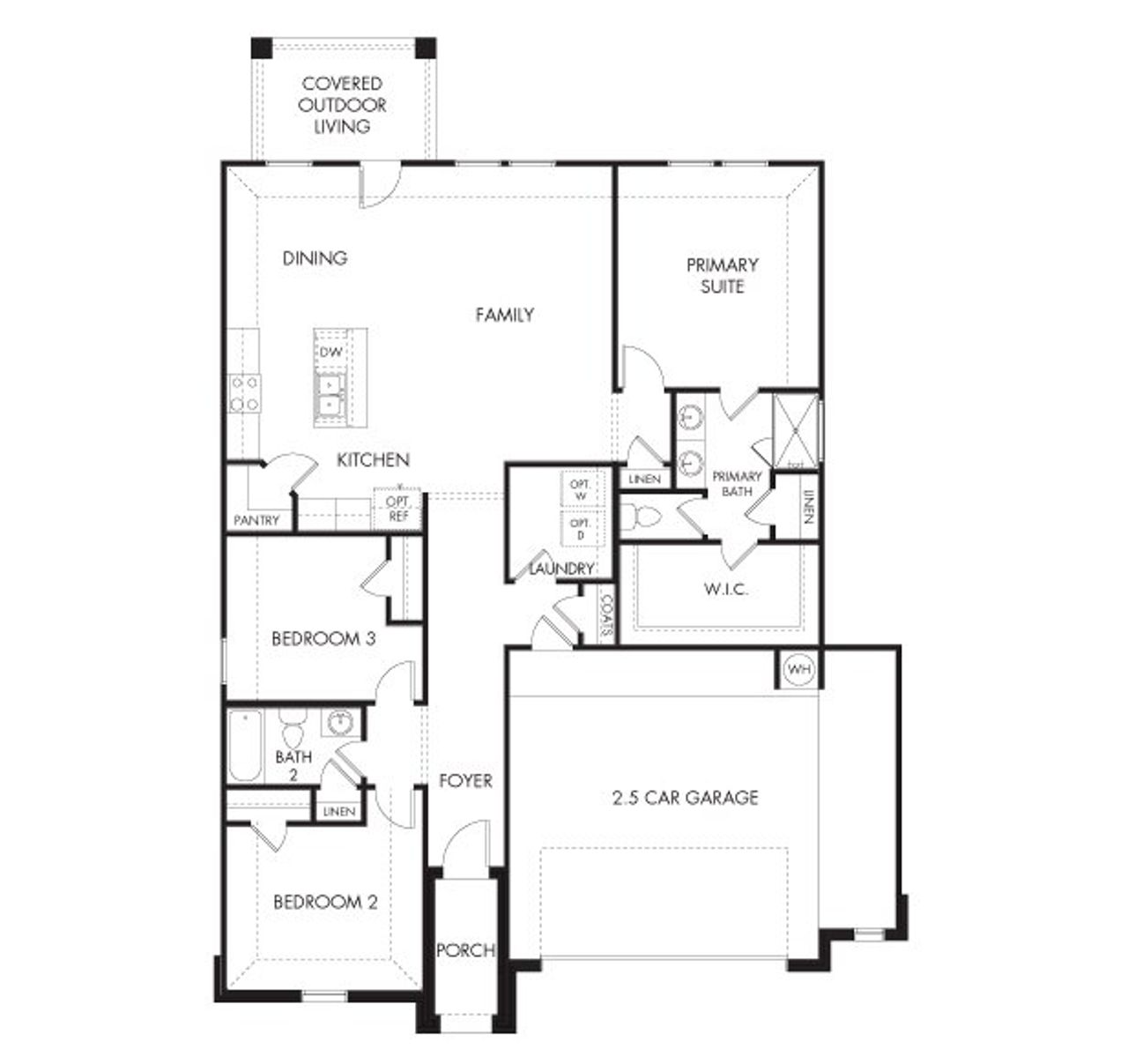 2D floor plan layout for the The Greenville by Meritage Homes in Opal Meadows, Kyle, TX (Image 2).