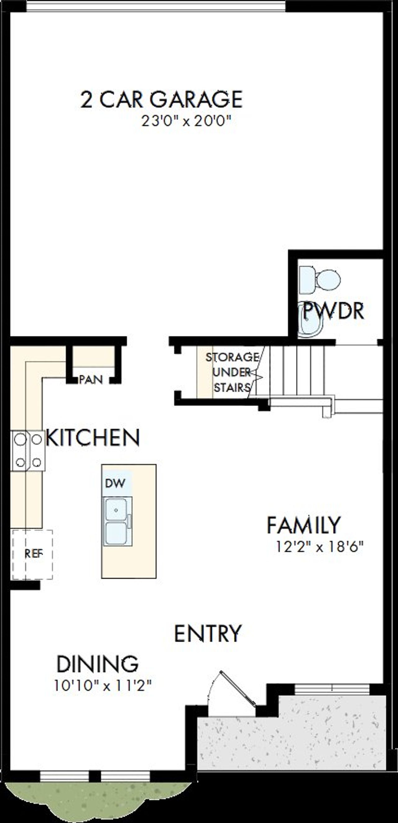 2D floor plan layout of this home in Persimmon Place - Townhomes, Wesley Chapel, FL (Image 2).