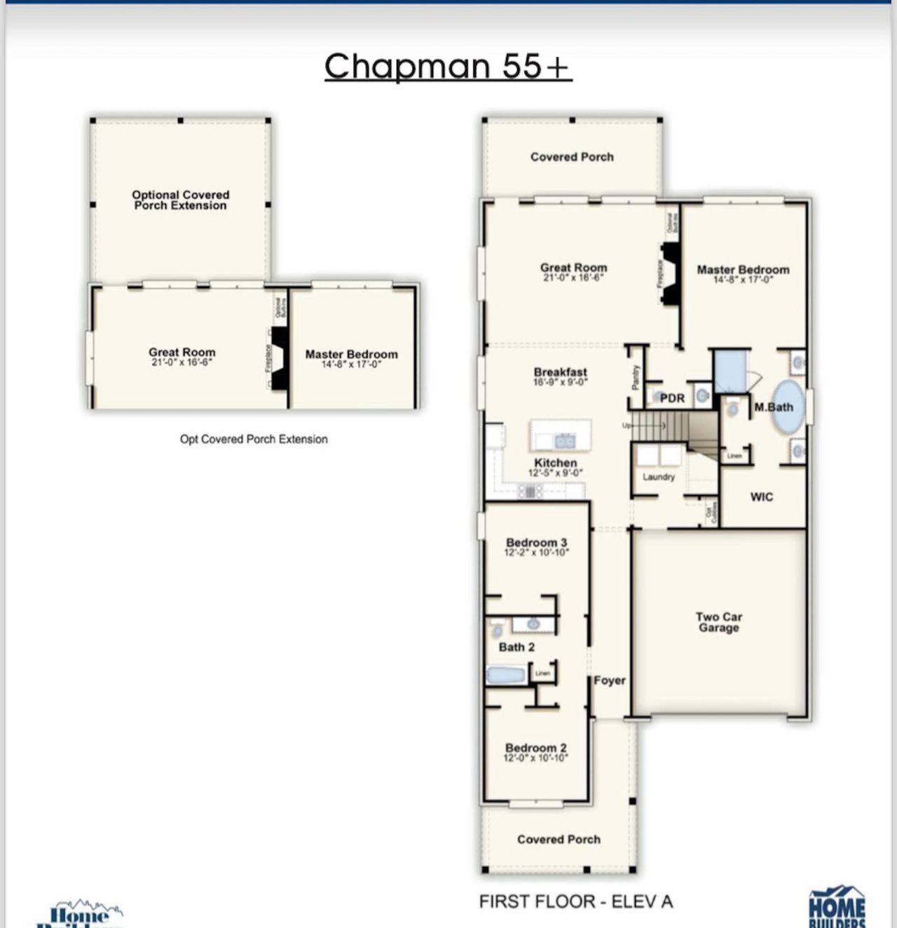 2D floor plan layout of this home in White Oak 55+, Arlington, TN (Image 2). 2D floor plan layout of this home in White Oak 55+, Arlington, TN (Image 2).