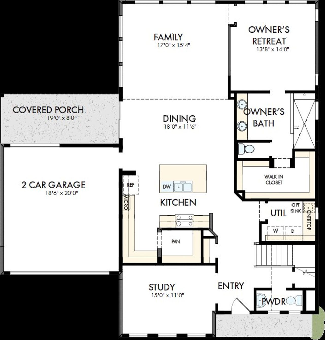 2D floor plan layout of this home in Easthaven at Bridgeland Central - Horizon Collection, Cypress, TX (Image 2). 2D floor plan layout of this home in Easthaven at Bridgeland Central - Horizon Collection, Cypress, TX (Image 2).