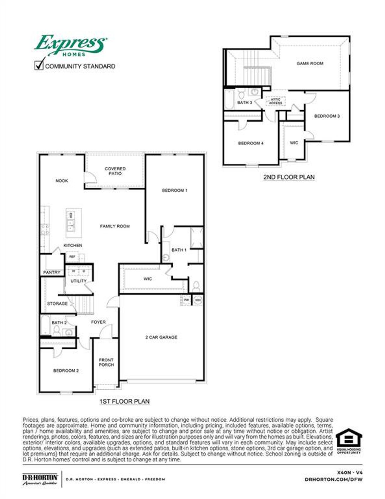 2D floor plan layout of this home in Stonewyck Farms, Ennis, TX (Image 2).