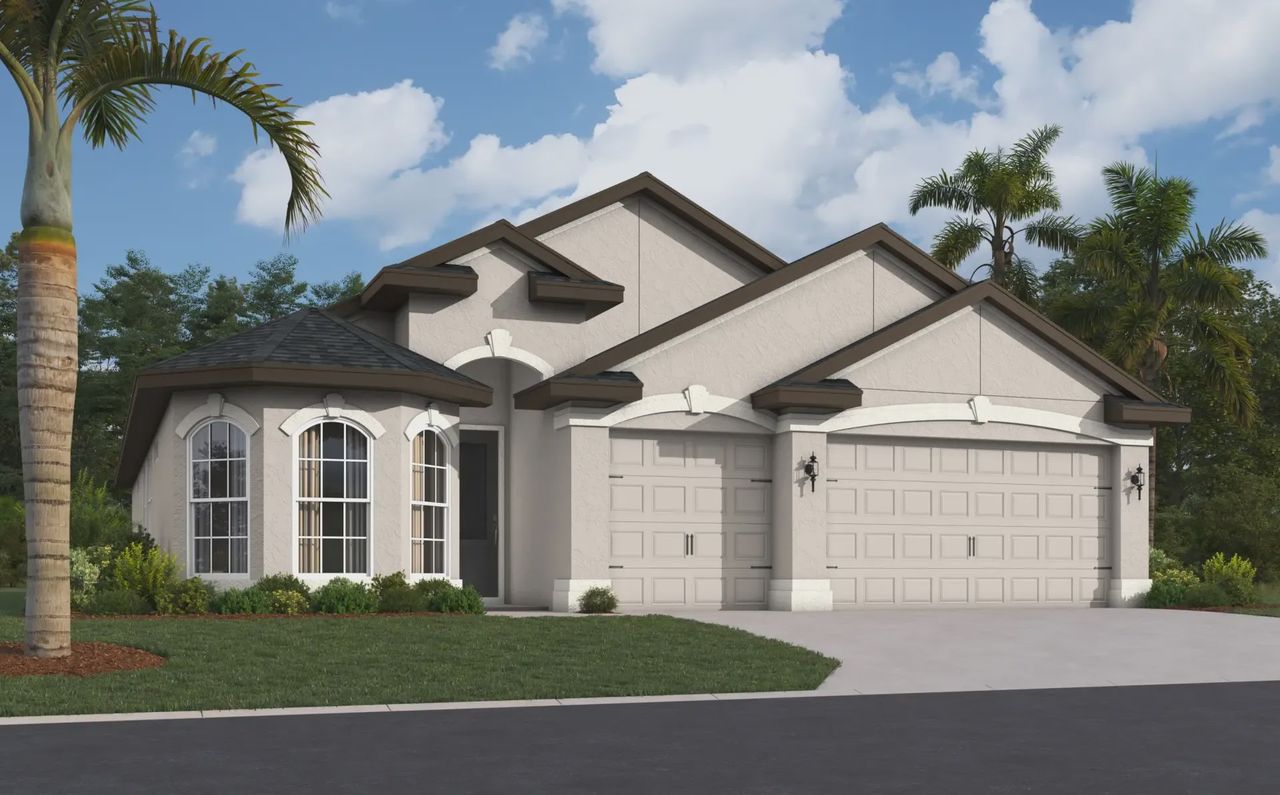 Representative exterior photo of a completed home built from the Leonardo Home Builder IN Pasco Hernando Counties S by Vitale Homes in Hidden Ridge, New Port Richey, FL (Image 2).