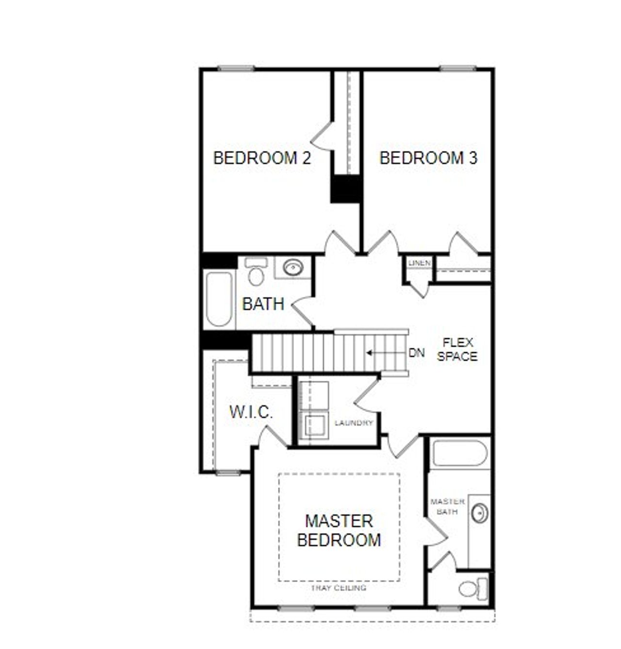 2D floor plan layout for the Sullivan Townhome by Piedmont Residential in The Retreat at Browns Ridge, Newnan, GA (Image 2).