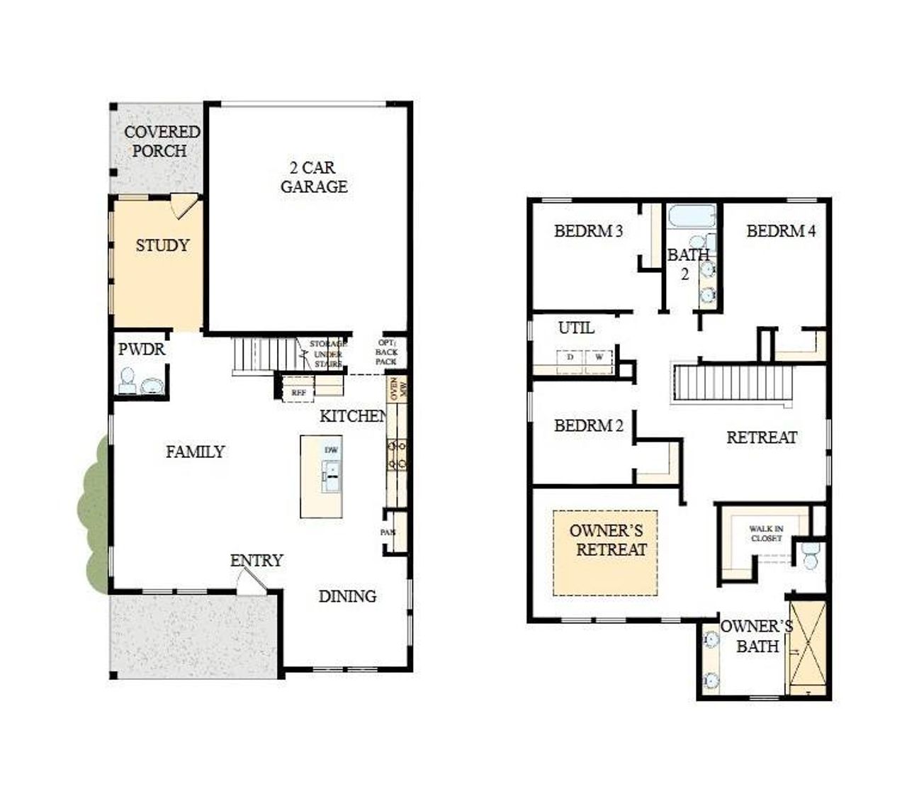2D floor plan layout of this home in The River District - Pioneer Collection, Charlotte, NC (Image 2).