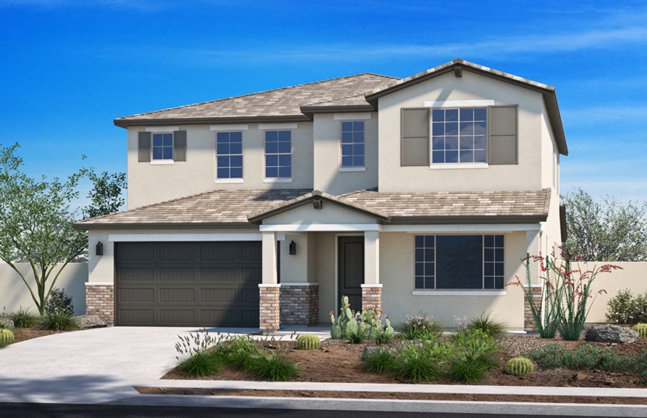 Representative exterior photo of a completed home built from the Plan 3475 by Homes by Towne in Stonefield, Surprise, AZ (Image 2).