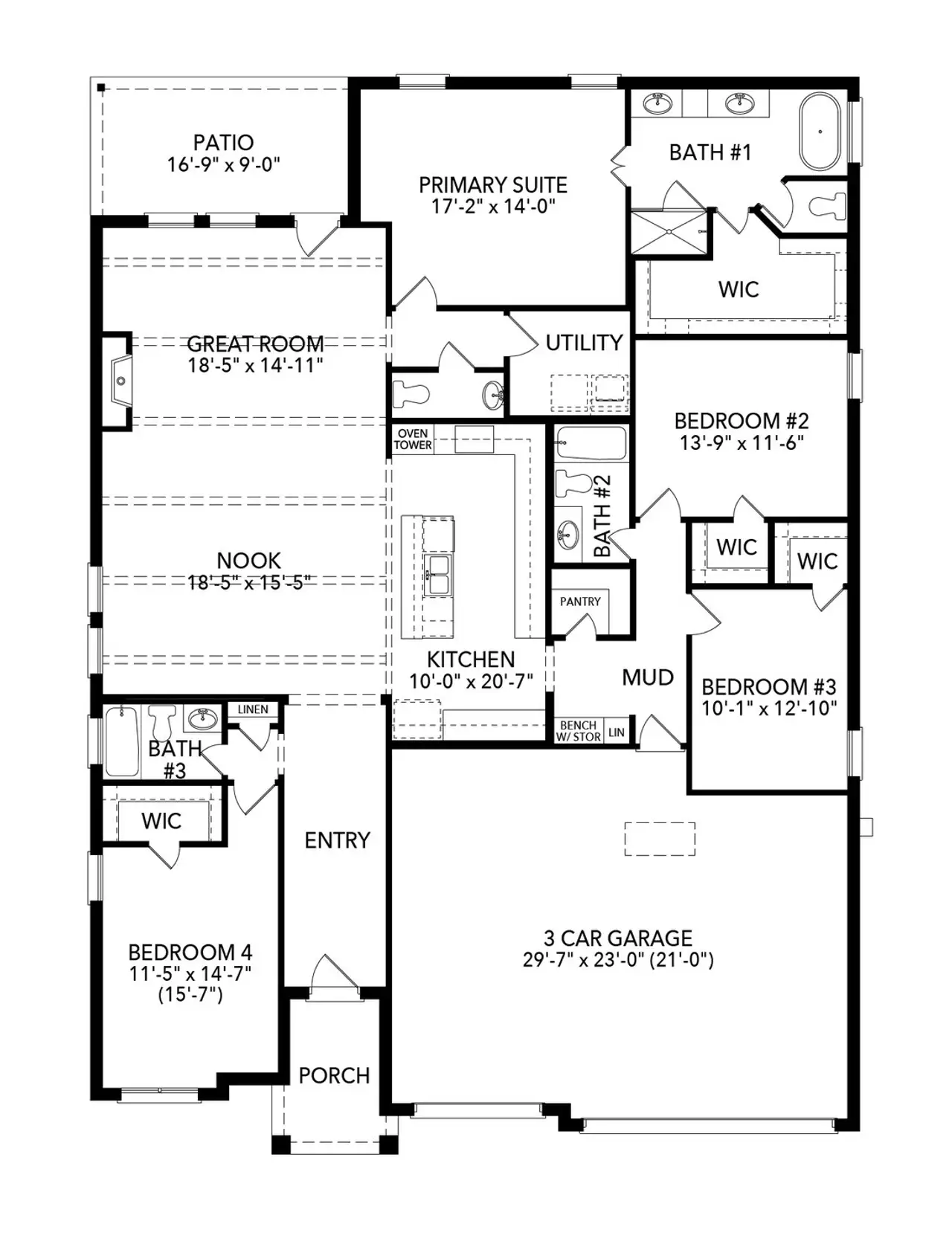 2D floor plan layout of this home in Timberbrook, Justin, TX (Image 2).