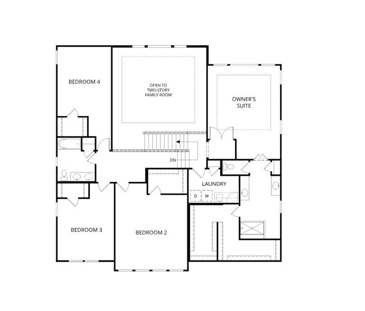 2D floor plan layout for the Rhodes by Fischer Homes in Veranda Manor, Kennesaw, GA (Image 2).