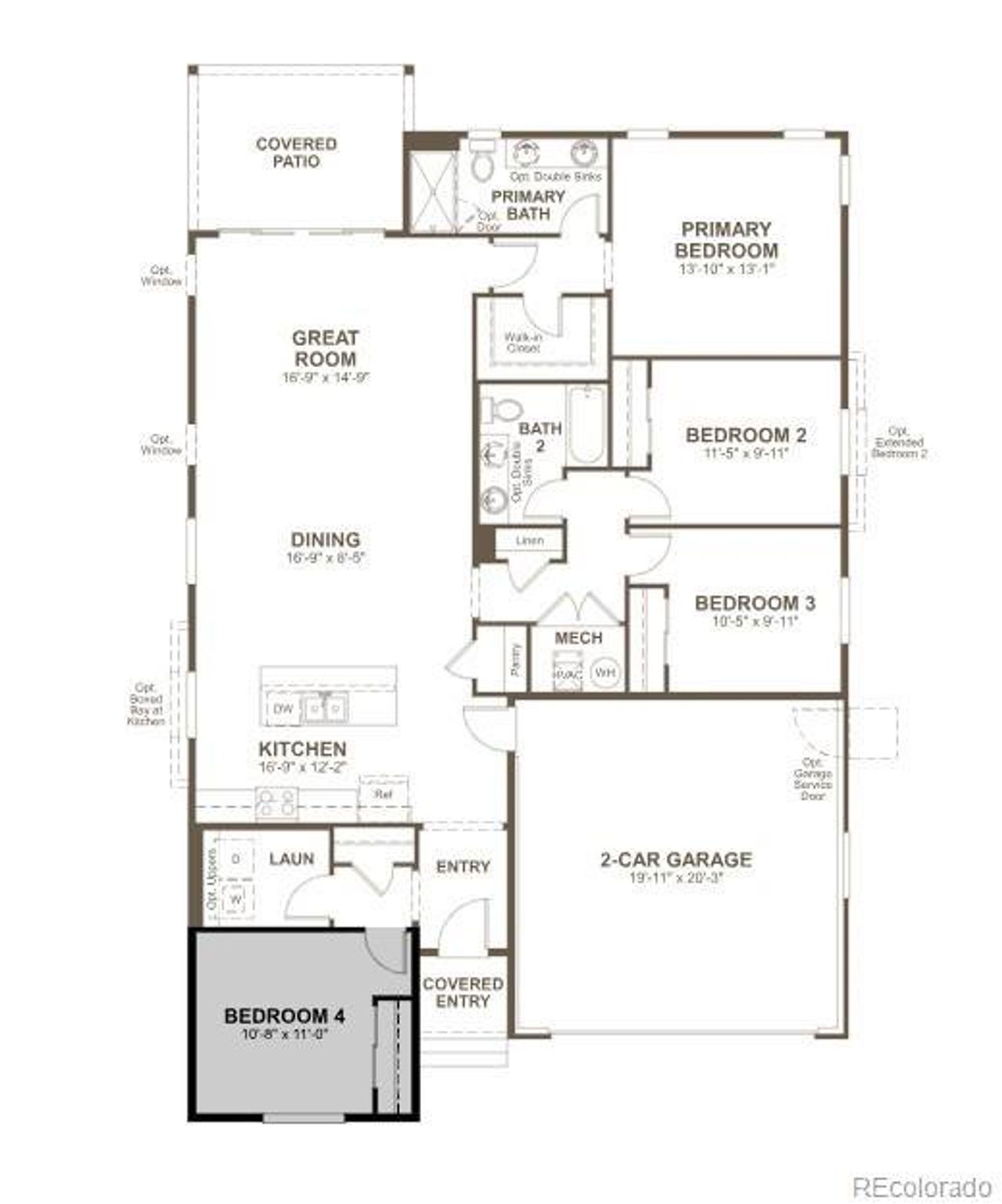 2D floor plan layout of this home in The Aurora Highlands, Aurora, CO (Image 2).