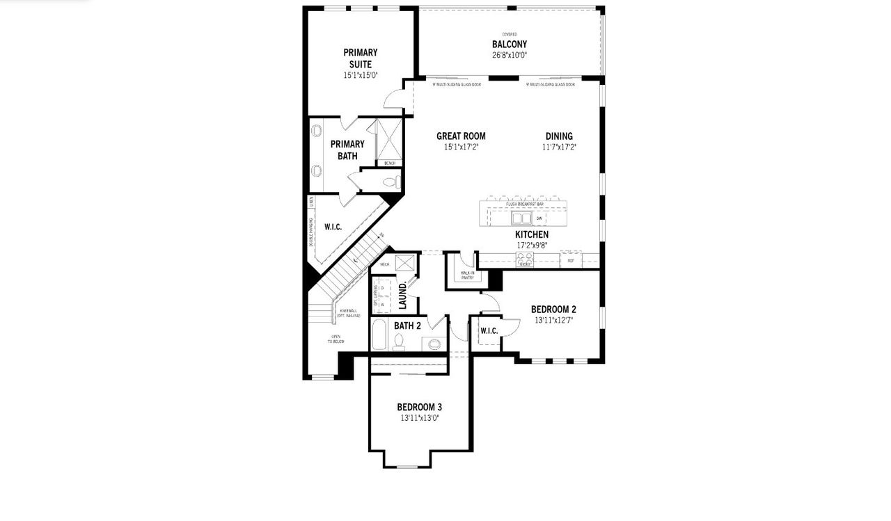 2D floor plan layout for the Zen by Mattamy Homes in Summerlit, Naples, FL (Image 2).