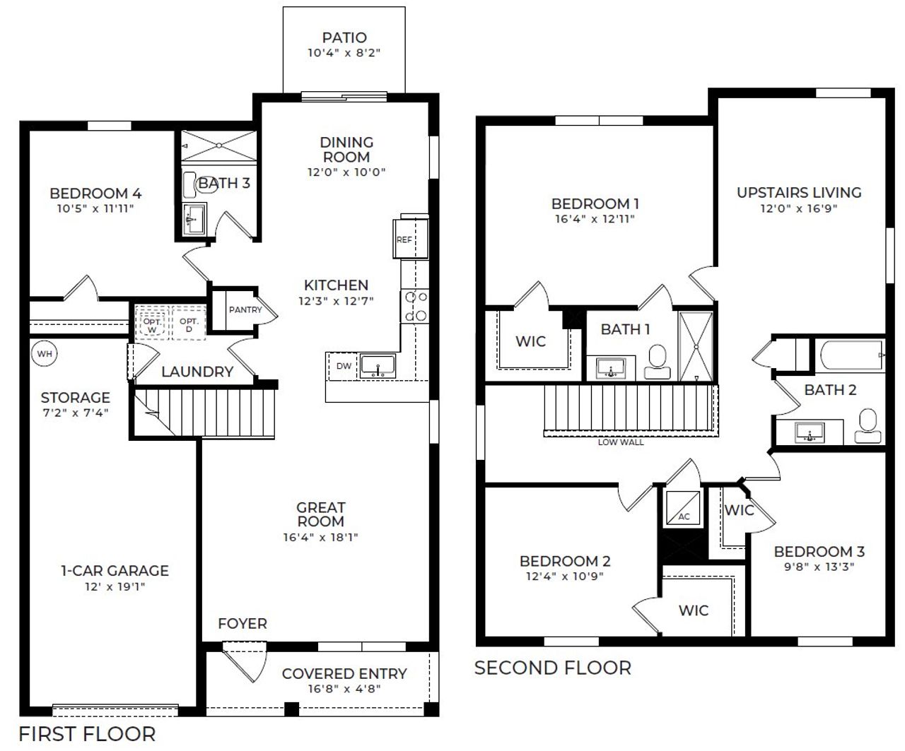 2D floor plan layout of this home in Parker Pointe, Homestead, FL (Image 2).
