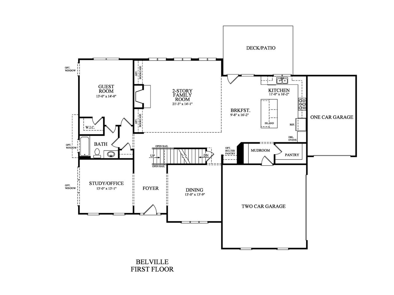 2D floor plan layout for the Belville by Peachtree Residential in White Post on Lake Lanier, Gainesville, GA (Image 2).