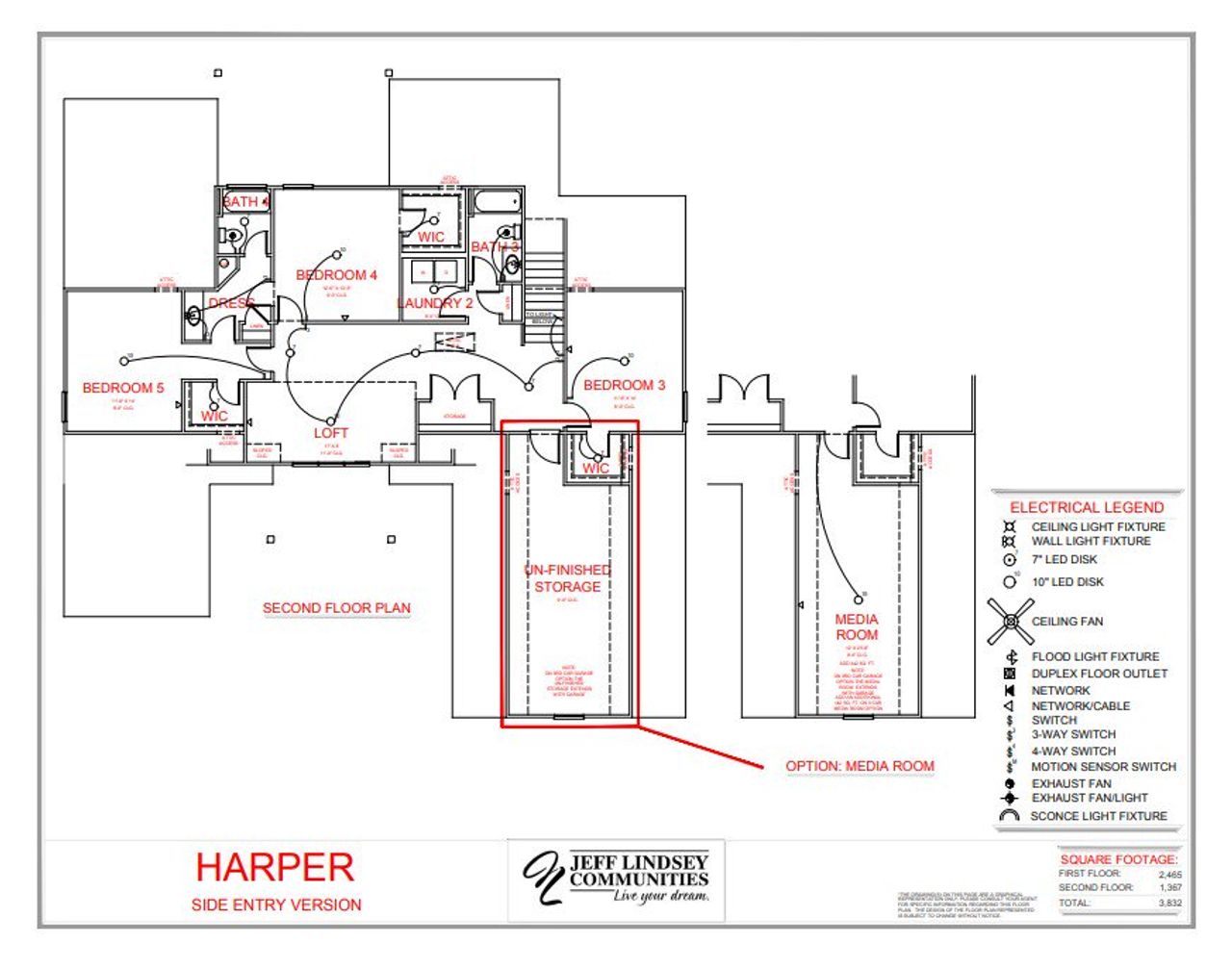 2D floor plan layout for the Harper B by Jeff Lindsey Communities in Inman Estates, Fayetteville, GA (Image 2).