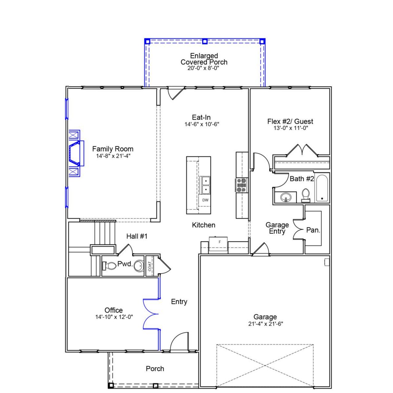 2D floor plan layout of this home in Hanes Lake, Winston-Salem, NC (Image 2).