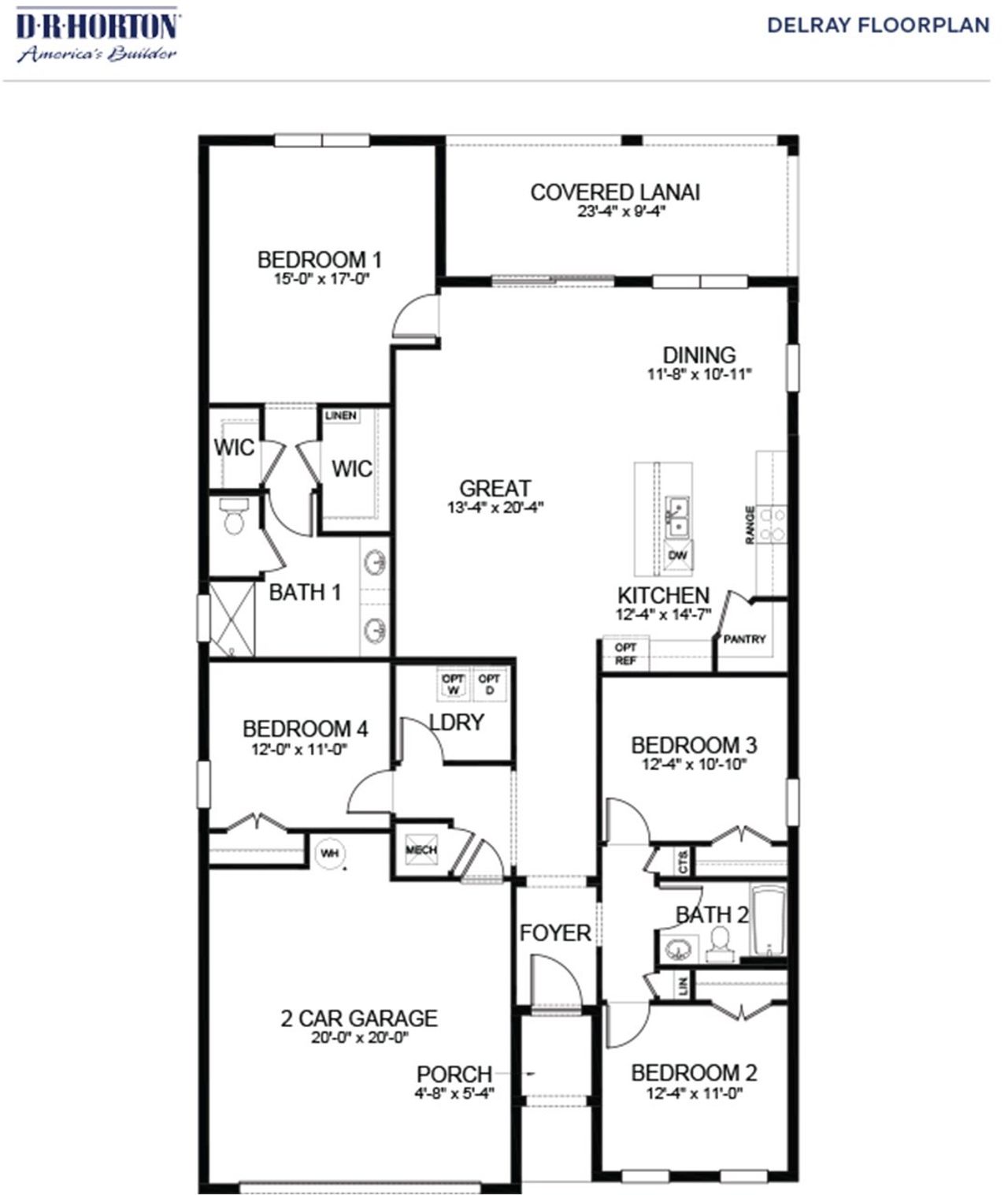 2D floor plan layout of this home in Cypress Bay West, Palm Bay, FL (Image 2).