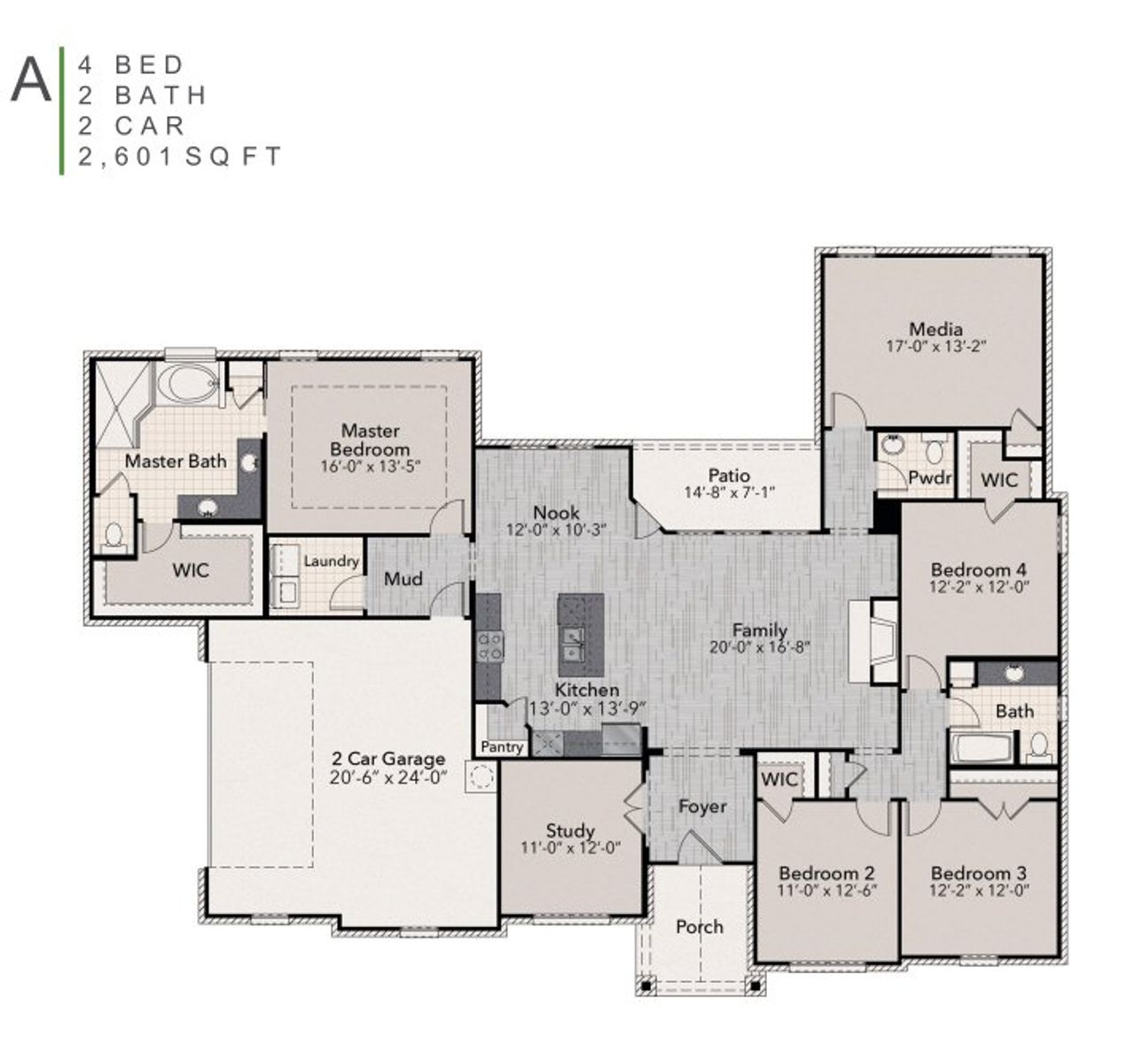 2D floor plan layout for the The Finley by Elmwood Custom Homes in Jordan Run, Midlothian, TX (Image 2).