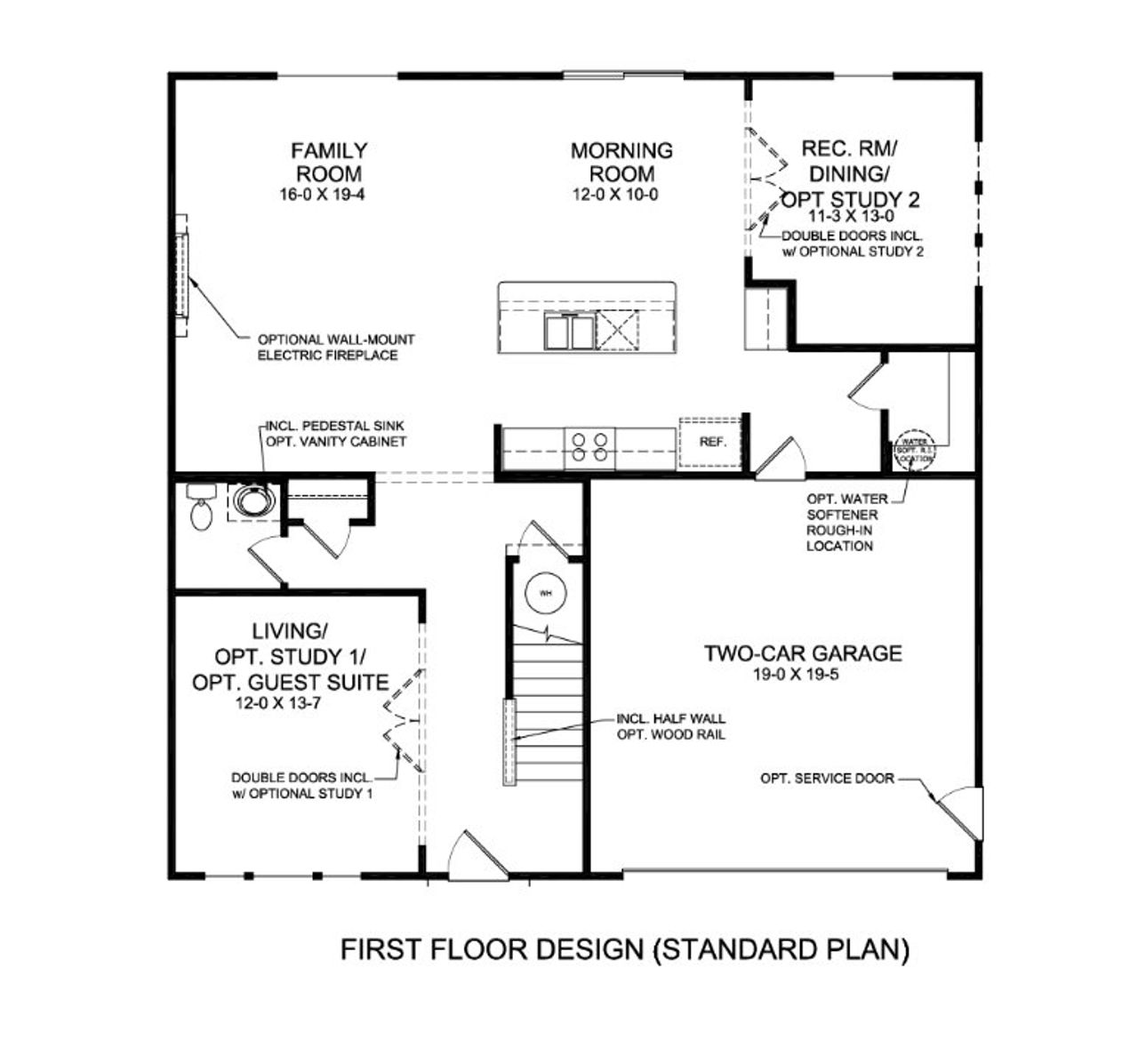 2D floor plan layout for the Jensen by Fischer Homes in Cherry Glen, Euharlee, GA (Image 2).