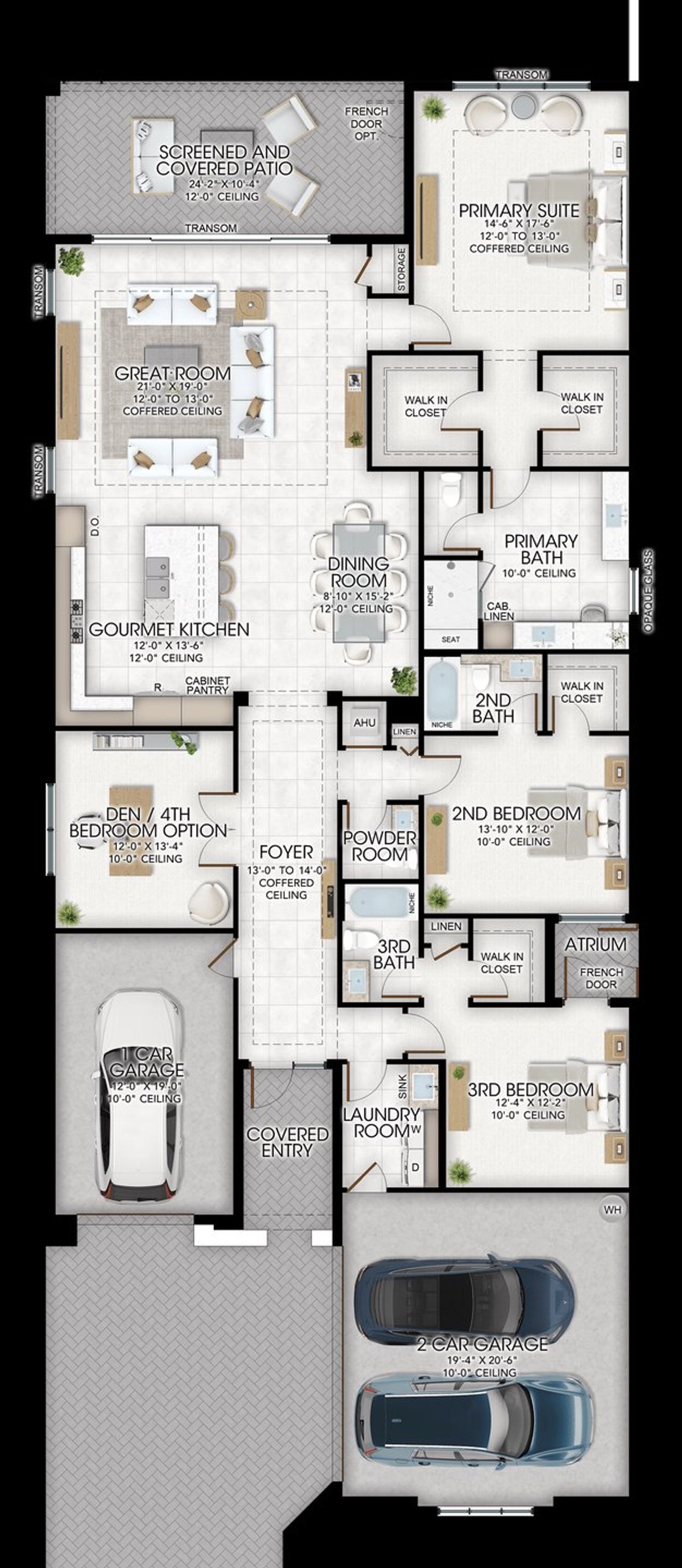 2D floor plan layout of this home in Valencia Del Mar, Boynton Beach, FL (Image 2).