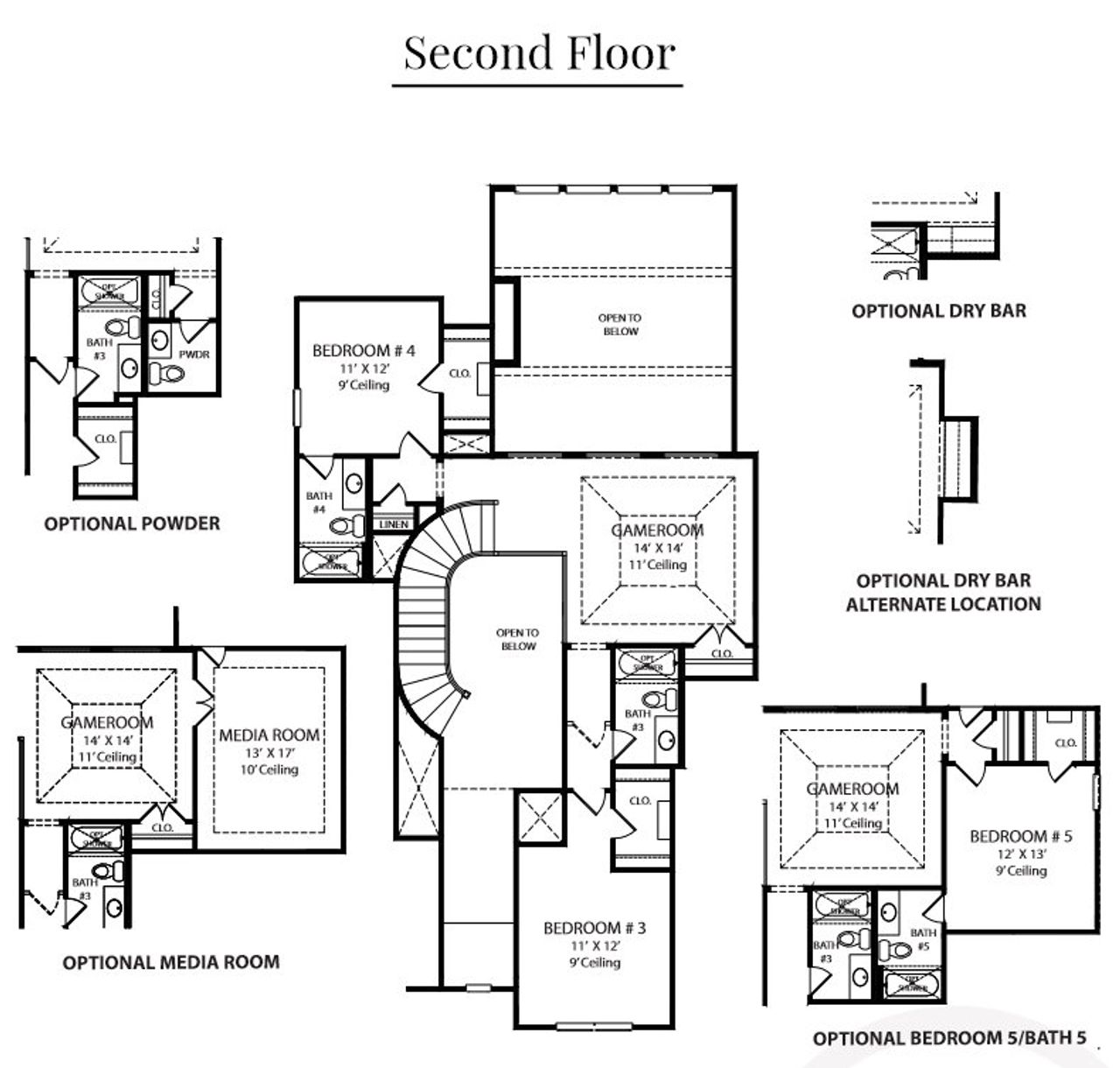 2D floor plan layout for the 5071 by Tradition Homes in Lakewood at Brookhollow – 60′, Prosper, TX (Image 2).