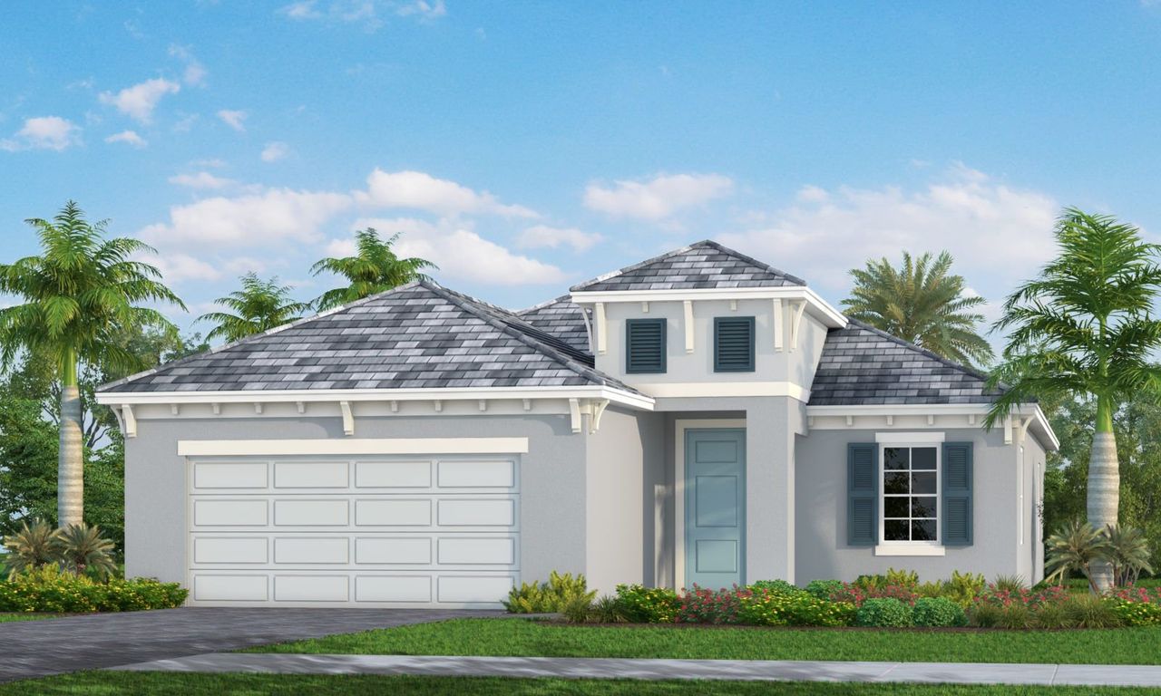 Representative exterior photo of a completed home built from the White Star by Neal Communities in Palm Grove, Lakewood Ranch, FL (Image 2).