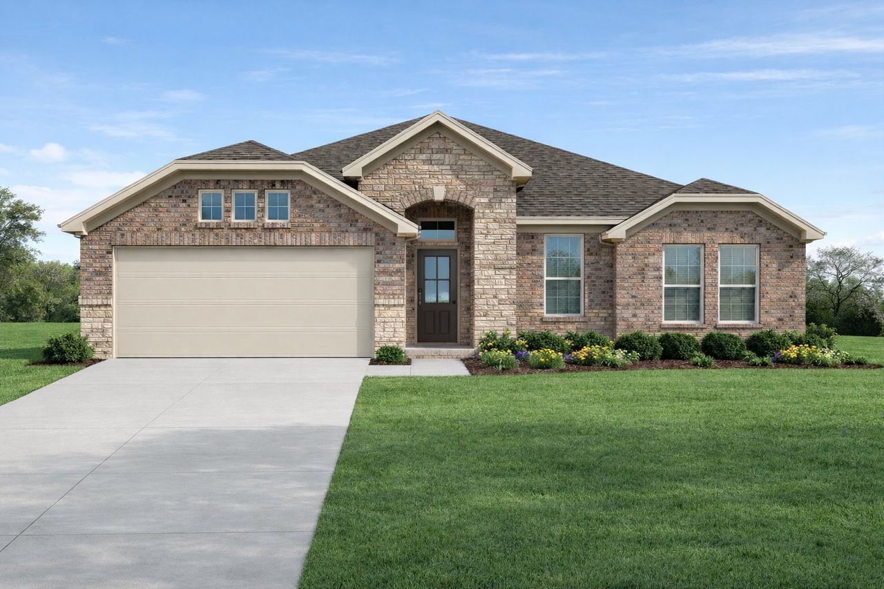 Front exterior of a new home in Terra Vista Estates, Springtown, TX, highlighting curb appeal (Image 2).