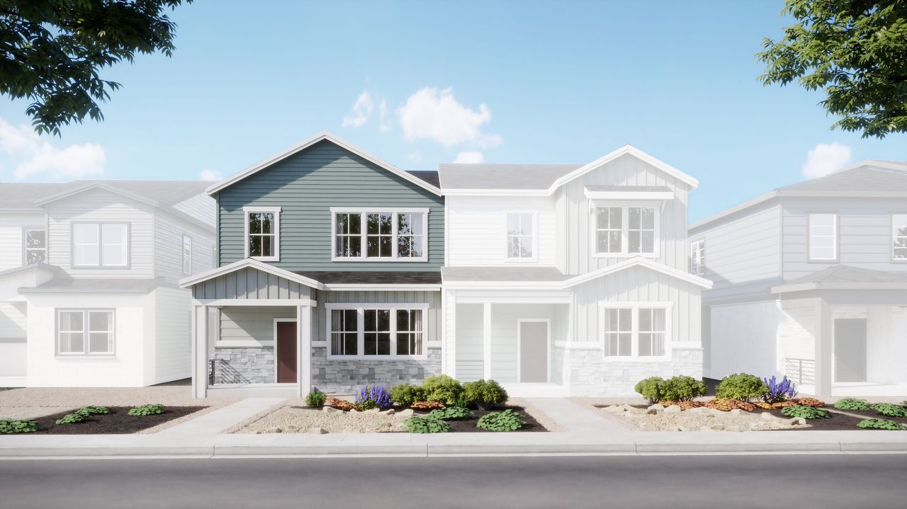 Representative exterior photo of a completed home built from the 2503 by Risewell Homes in Harvest Crossing, Aurora, CO (Image 2). Representative exterior photo of a completed home built from the 2503 by Risewell Homes in Harvest Crossing, Aurora, CO (Image 2).
