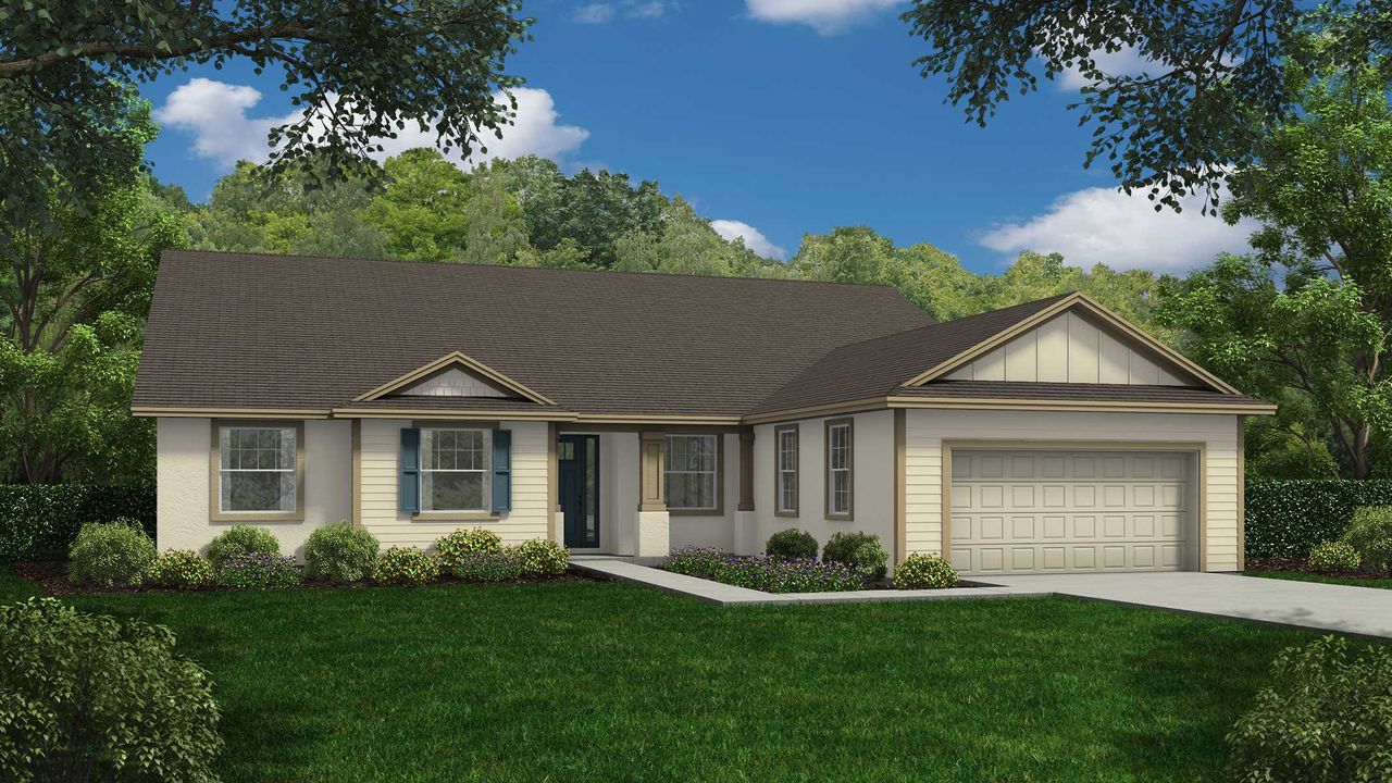 Representative exterior photo of a completed home built from the The Manchester by Southern Homes in James Farms, Bartow, FL (Image 2).