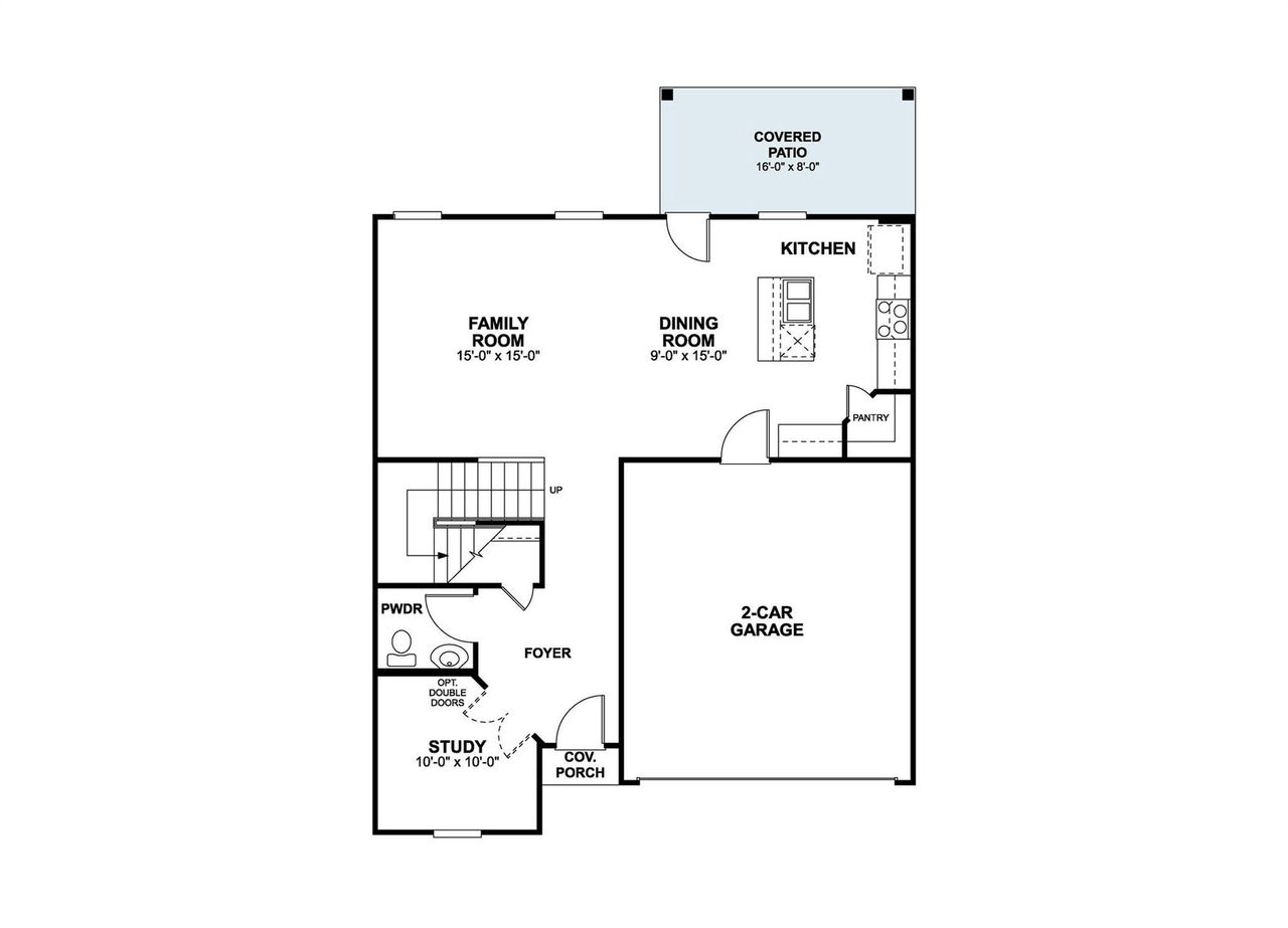 2D floor plan layout of this home in Cascades at Onion Creek, Austin, TX (Image 2).