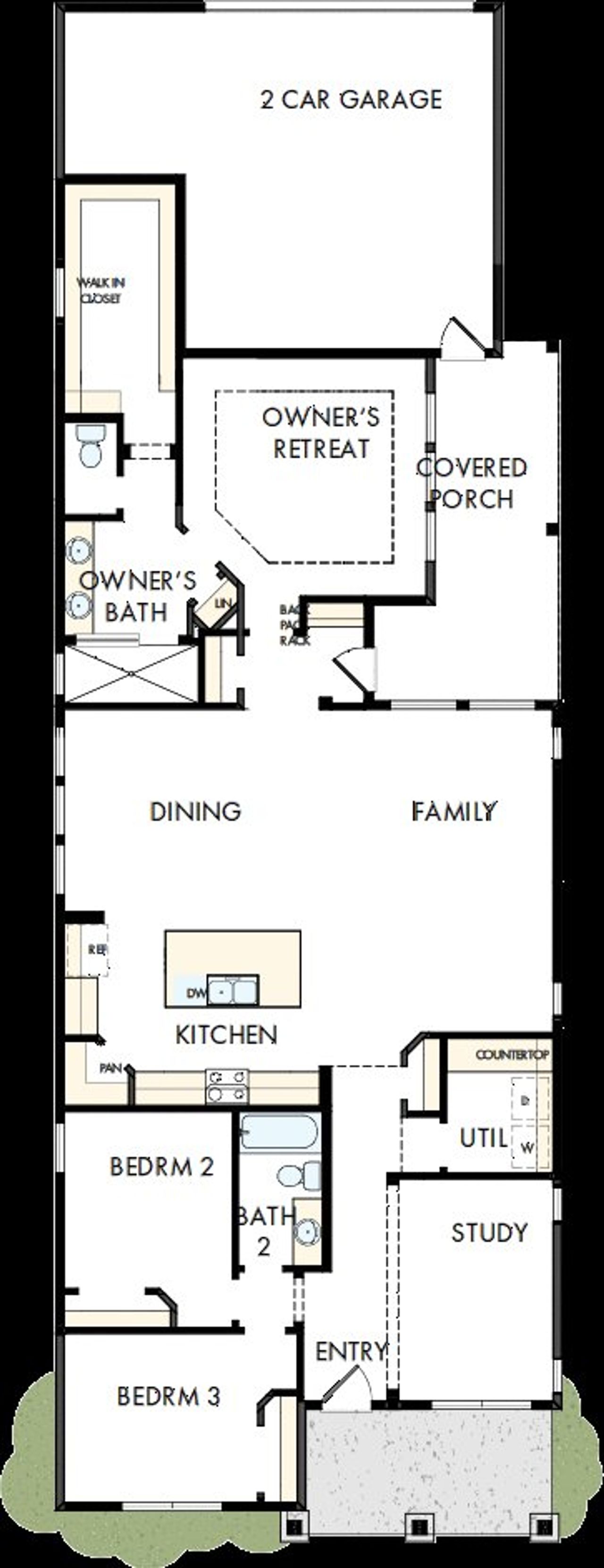 2D floor plan layout of this home in Bridgeland Central: Emerald Heights - Landmark Row Collection, Cypress, TX (Image 2).