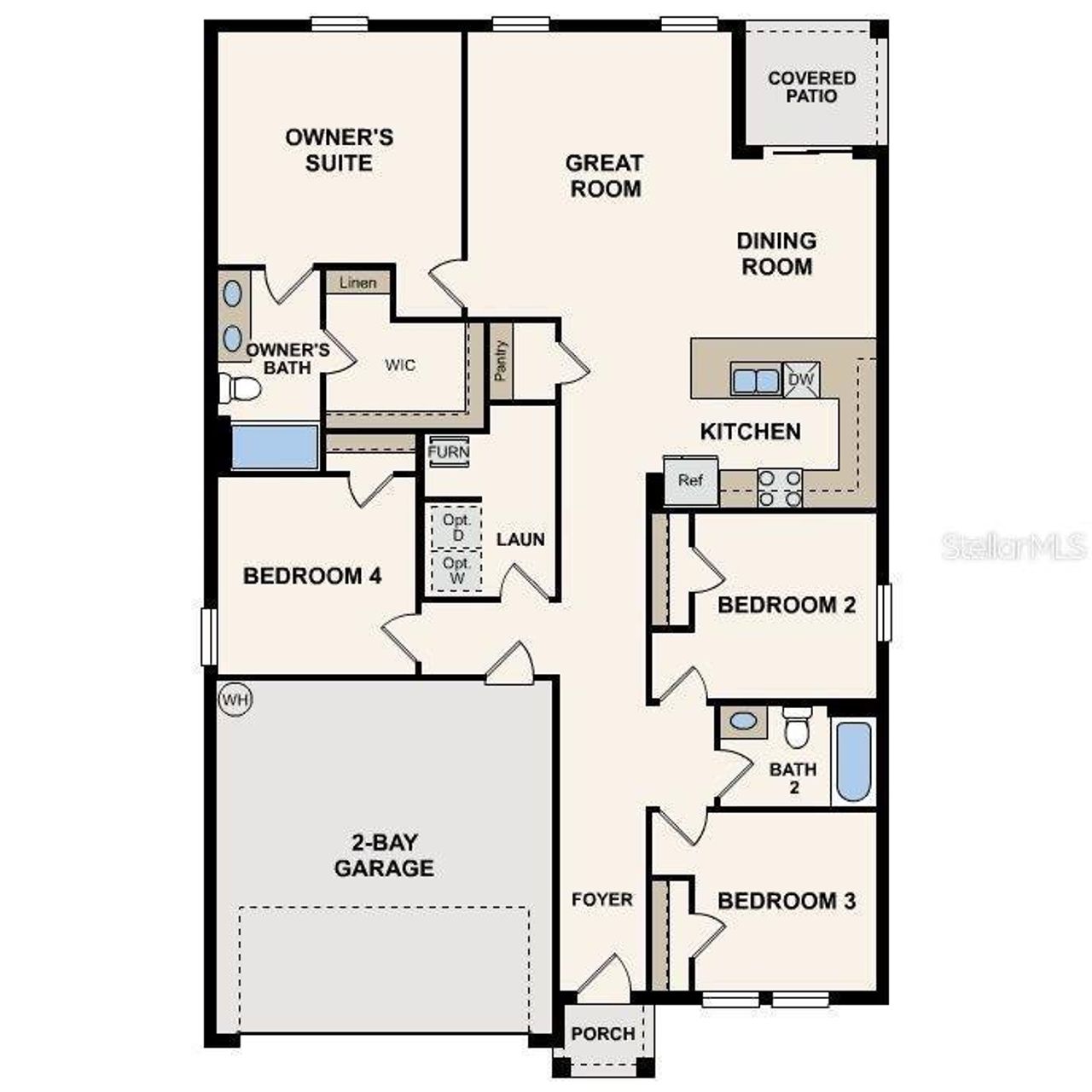 2D floor plan layout of this home in Marion Oaks, Ocala, FL (Image 2).
