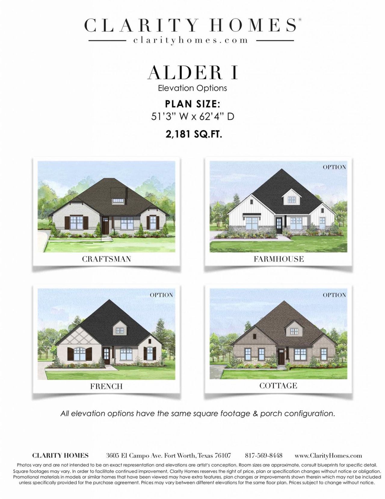 Representative exterior photo of a completed home built from the Alder I by Clarity Homes in Wildcat Ridge, Godley, TX (Image 2). Representative exterior photo of a completed home built from the Alder I by Clarity Homes in Wildcat Ridge, Godley, TX (Image 2).