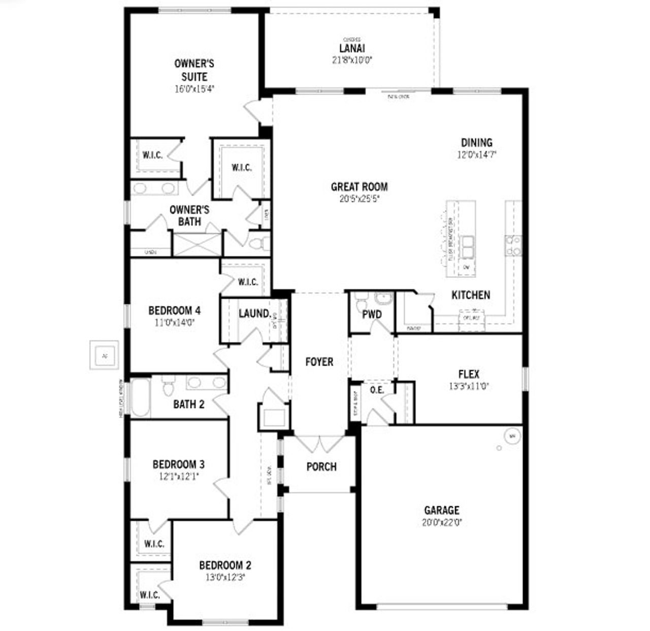 2D floor plan layout of this home in Tradition - Cadence, Port St. Lucie, FL (Image 2).