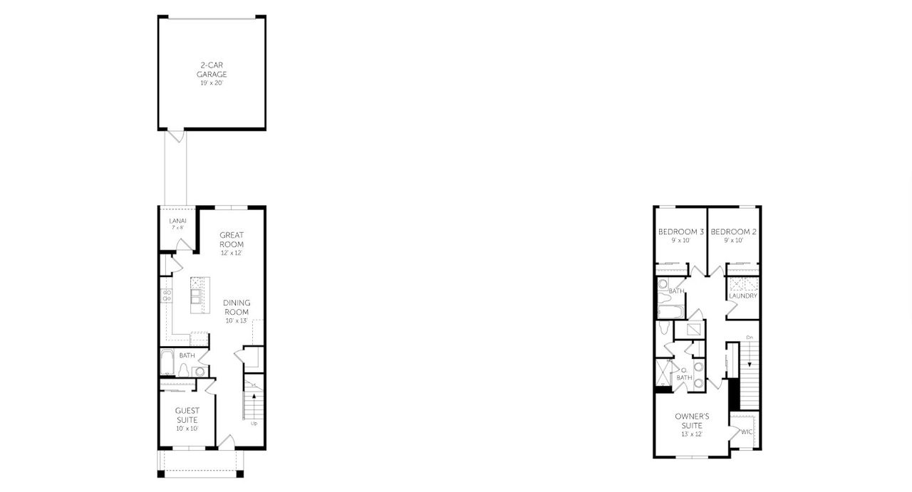 2D floor plan layout of this home in Serenade at Ovation, Winter Garden, FL (Image 2).