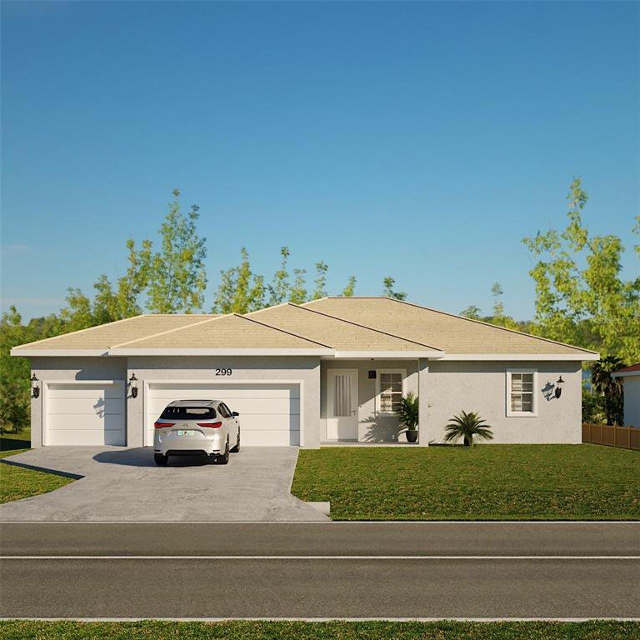Front exterior of a new home in , Rotonda West, FL, highlighting curb appeal (Image 2).