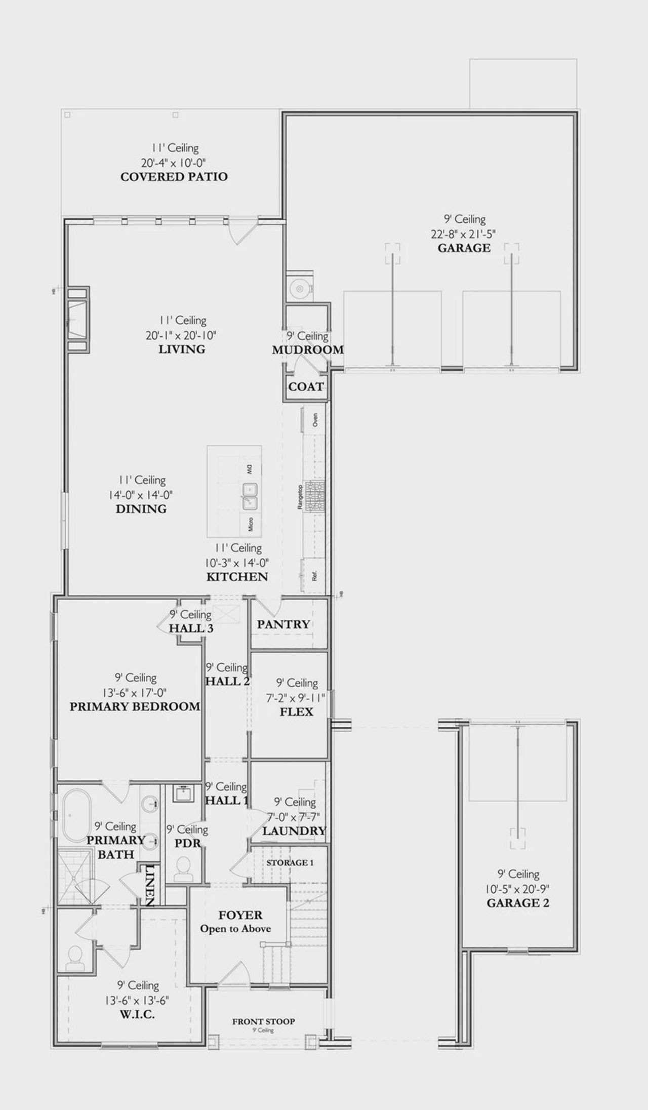 2D floor plan layout for the The Patterson 1B by Signature Homes in Poplar Farms, Franklin, TN (Image 2).