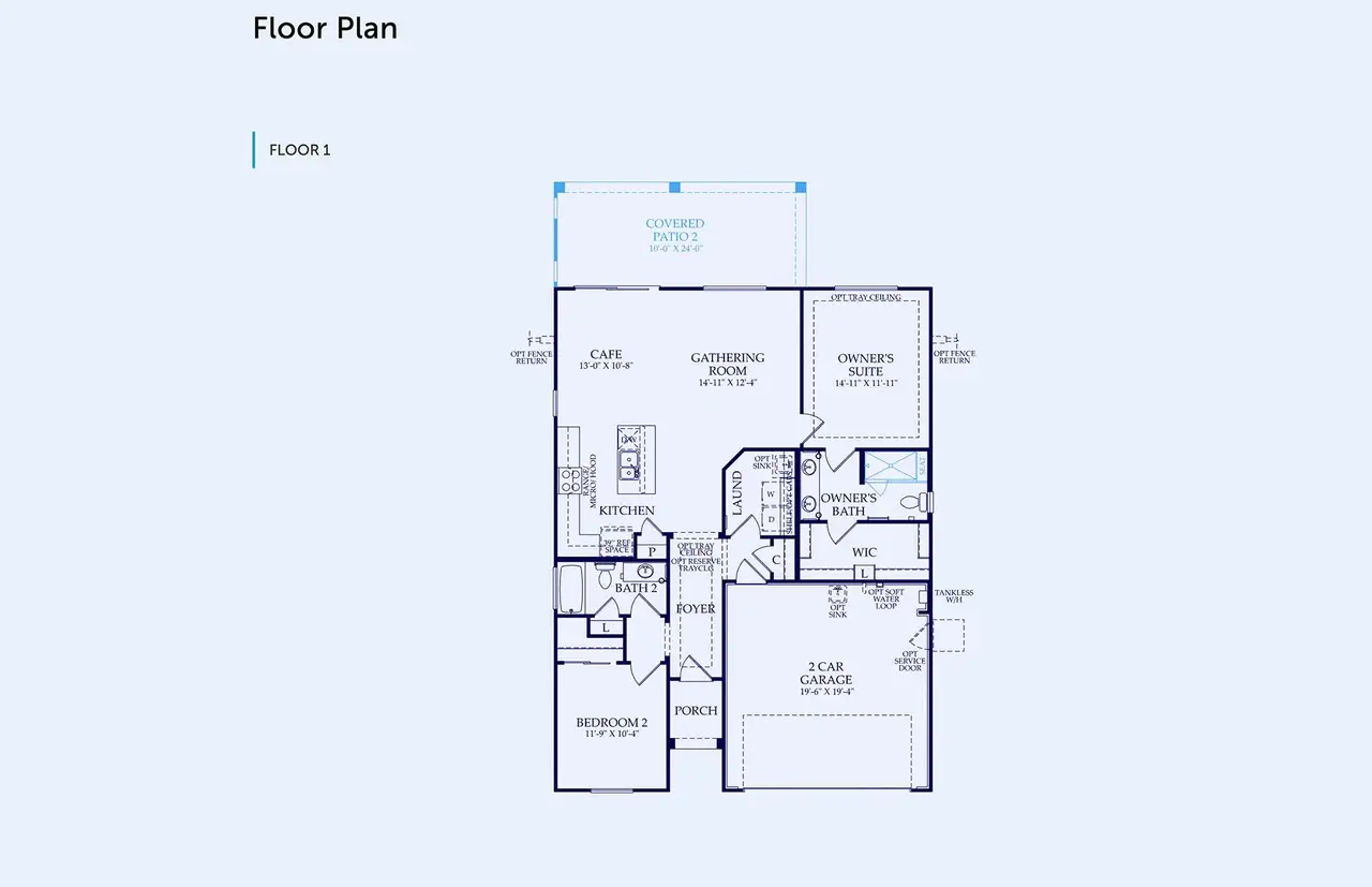 2D floor plan layout of this home in Sun City Festival, Buckeye, AZ (Image 2).