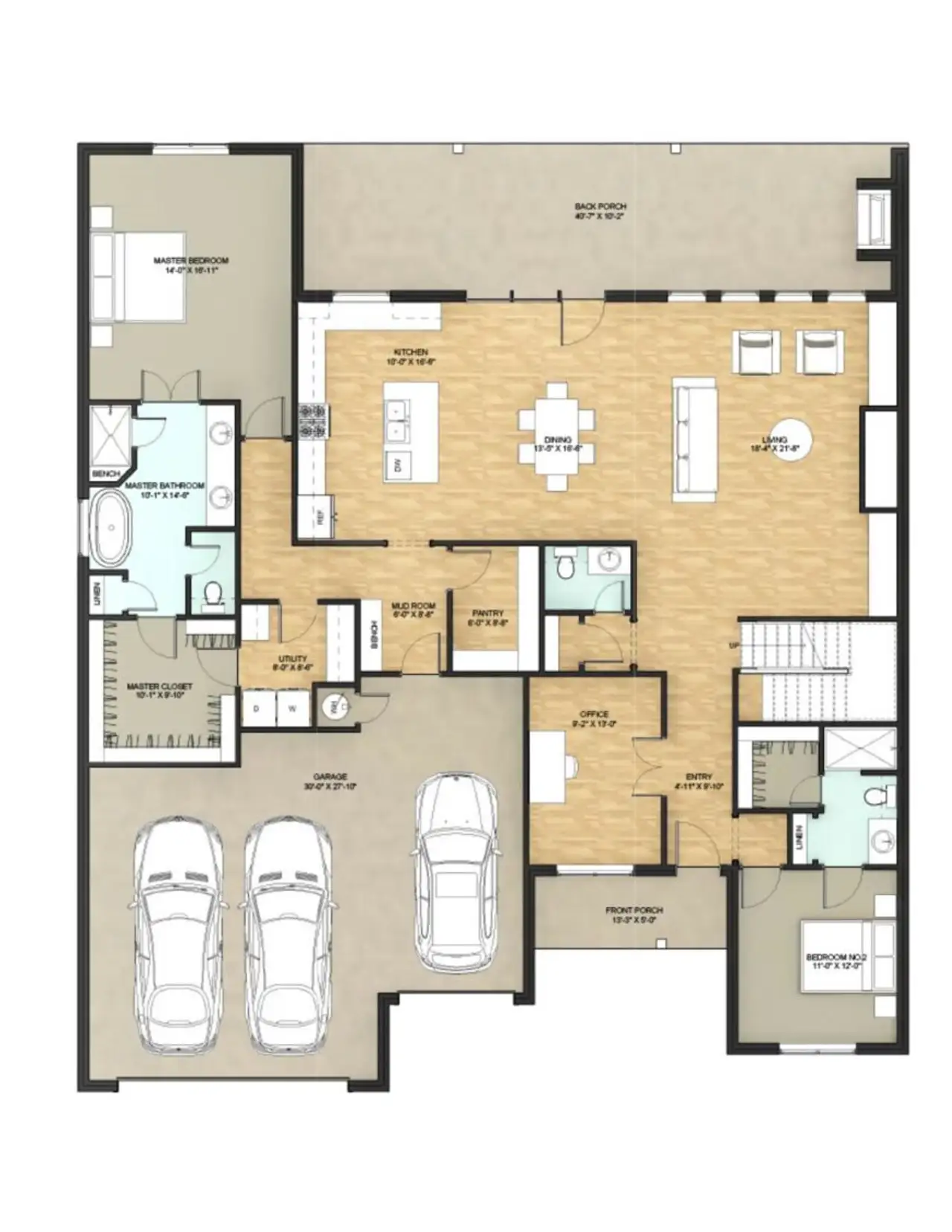 2D floor plan layout for the Wade by DreamBuilt Homes in Lincoln Pointe, Van Alstyne, TX (Image 2).