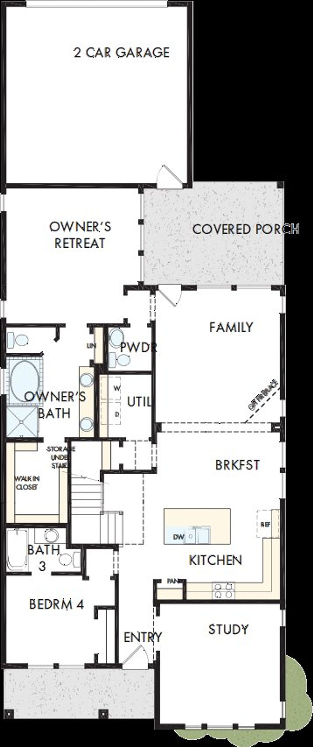 2D floor plan layout of this home in Bridgeland Central: Emerald Heights - Landmark Row Collection, Cypress, TX (Image 2).