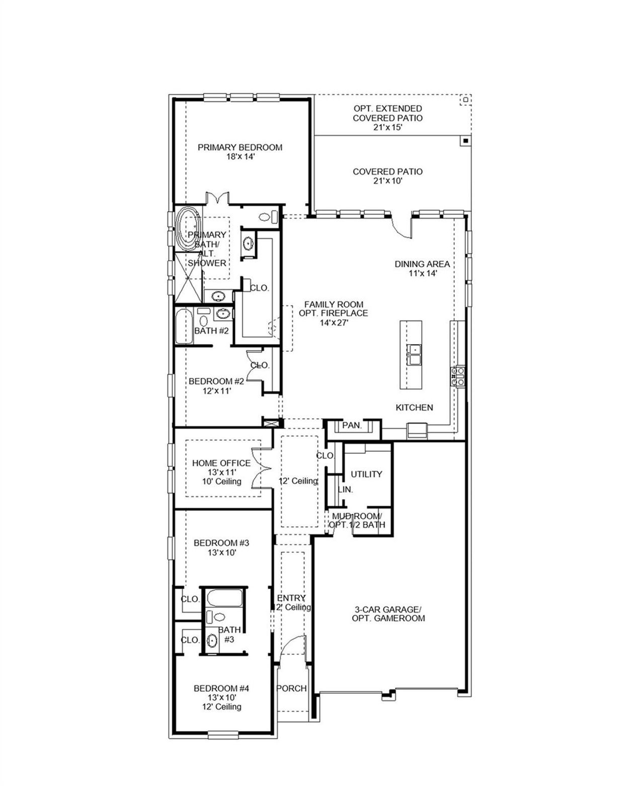 2D floor plan layout of this home in Santa Rita Ranch Tierra Rosa, Liberty Hill, TX (Image 2).