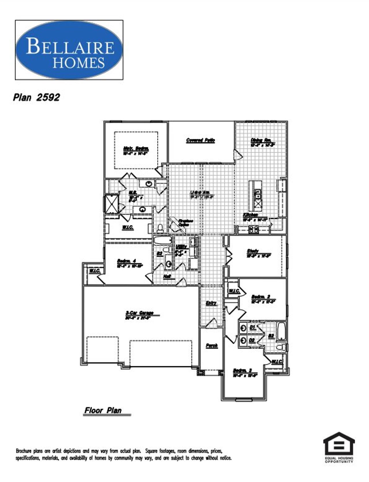 2D floor plan layout for the Cotulla by Bellaire Homes in Elkhorn Ridge, Fair Oaks Ranch, TX (Image 2).