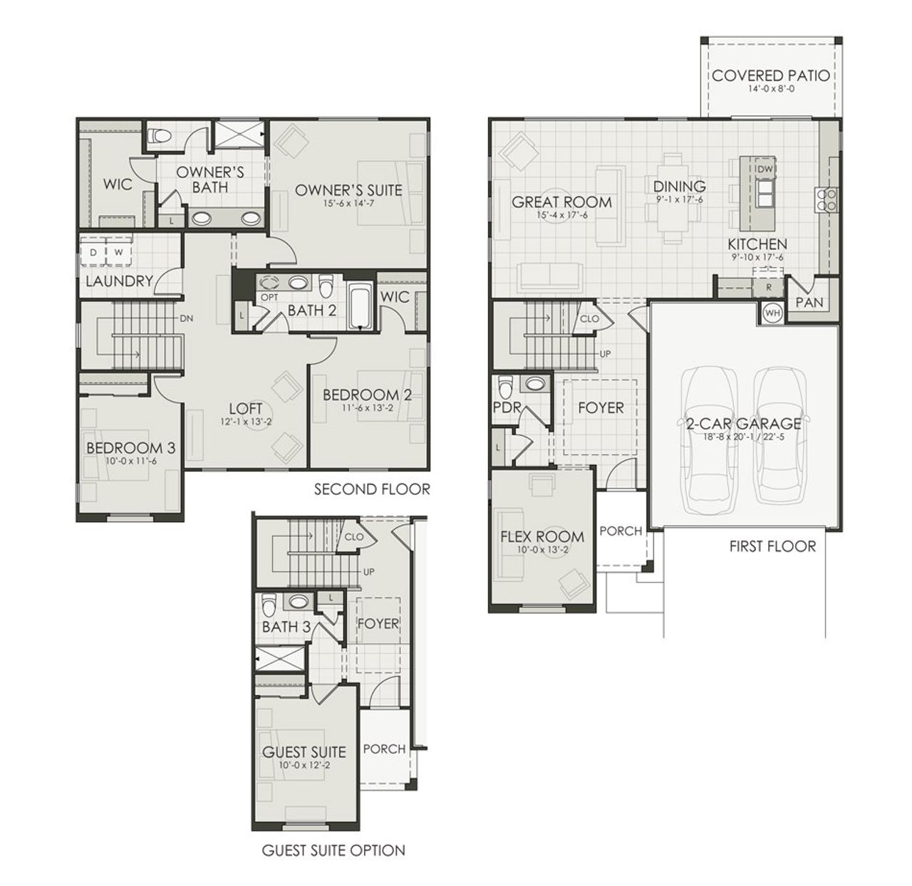 2D floor plan layout of this home in Ryder Ranch, Surprise, AZ (Image 2).
