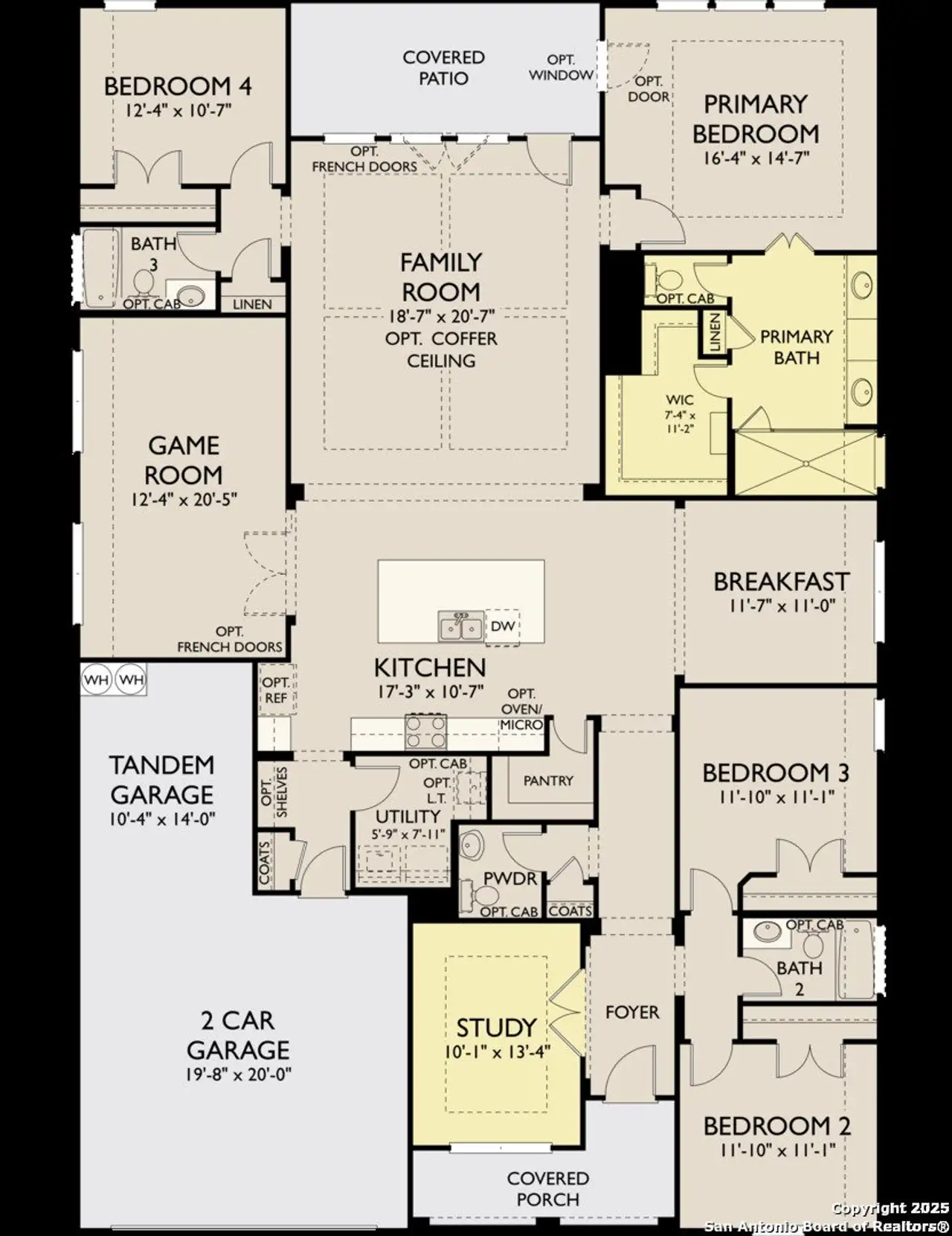 2D floor plan layout of this home in The Heritage at Saddlebrook Ranch 70's, Schertz, TX (Image 2).